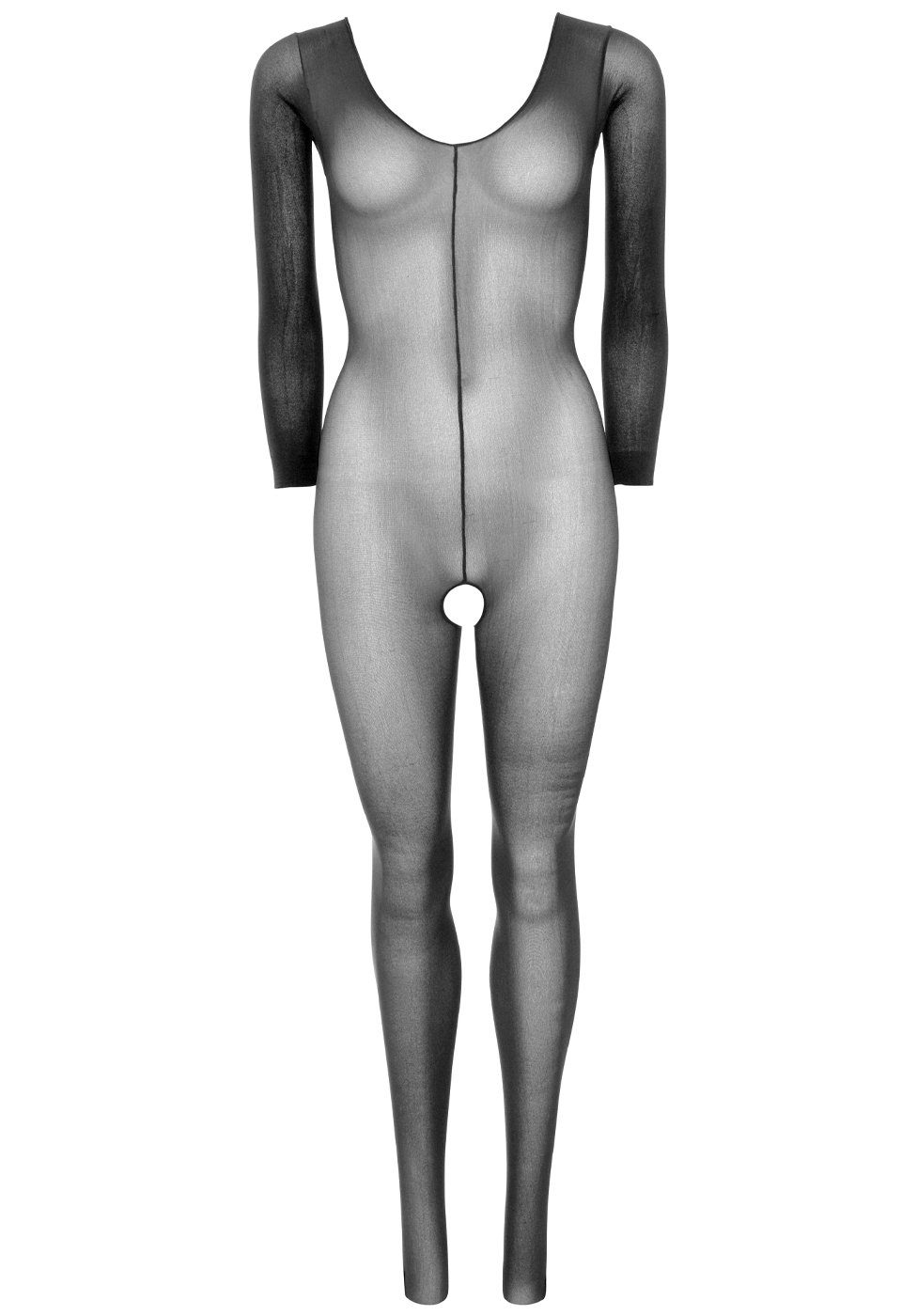 Leg Avenue Bodystocking Langarm Bodystocking mit offenem Schritt - schwarz (1 St) elastisch und transparent – Bild 4 von 4