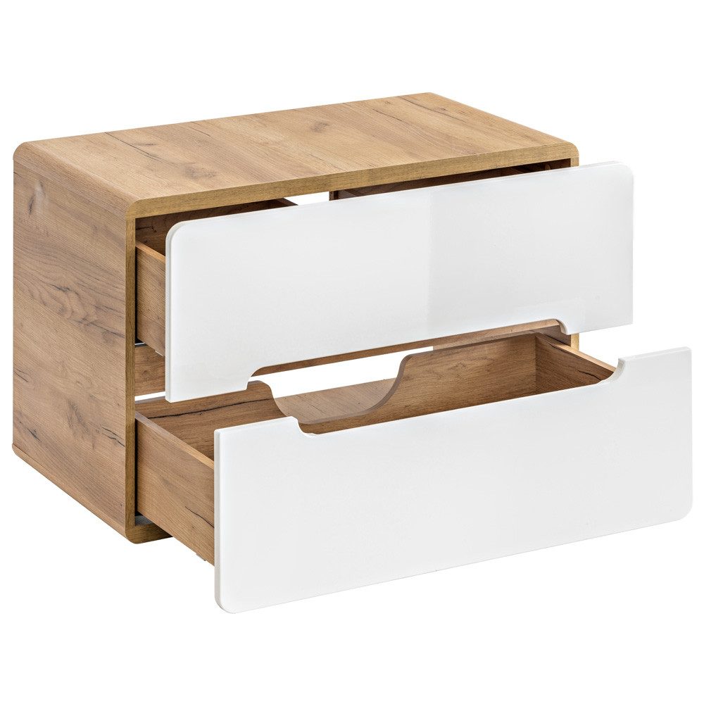 Lomadox Badmöbel-Set LUTON-56, (Spar-Set, 4-St), weiß mit Wotan Eiche Nb. 1 günstig online kaufen