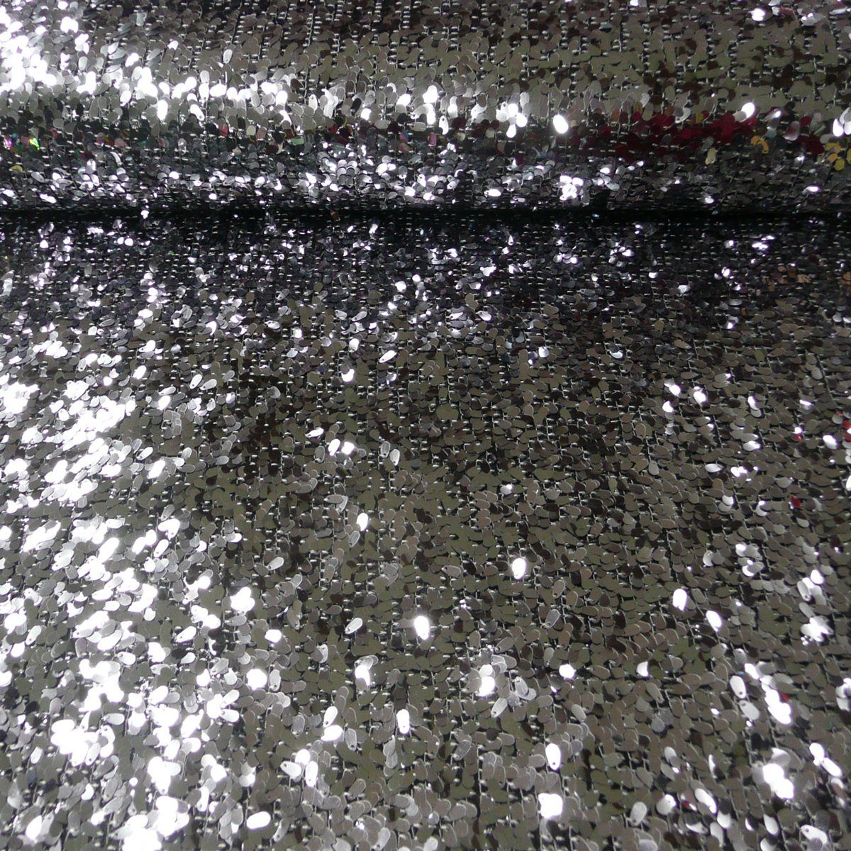 SCHÖNER LEBEN. Stoff Pailletten Stoff lose silberfarbig grau 1,3m Breite