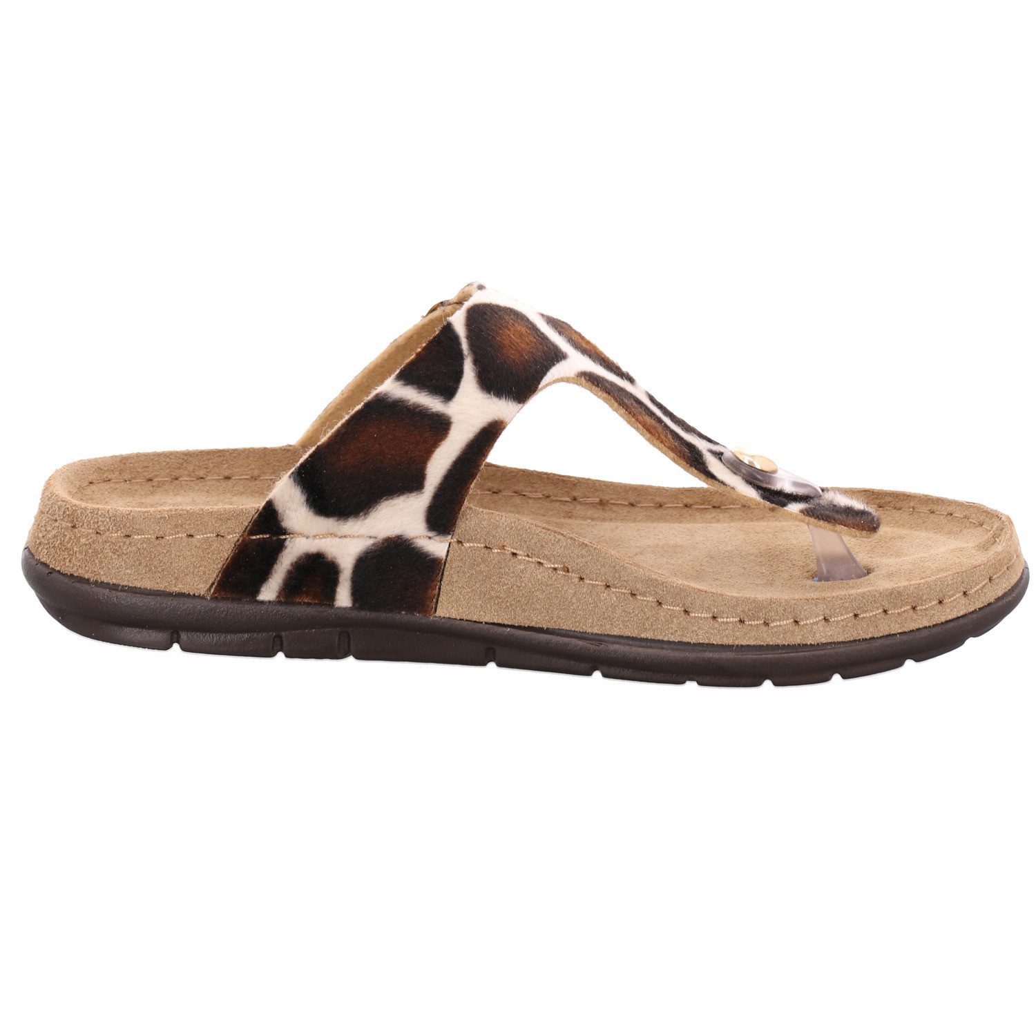 Rohde Rodigo Giraffe Zehentrenner Sommerschuh, Pantolette mit Kuhfell-Print