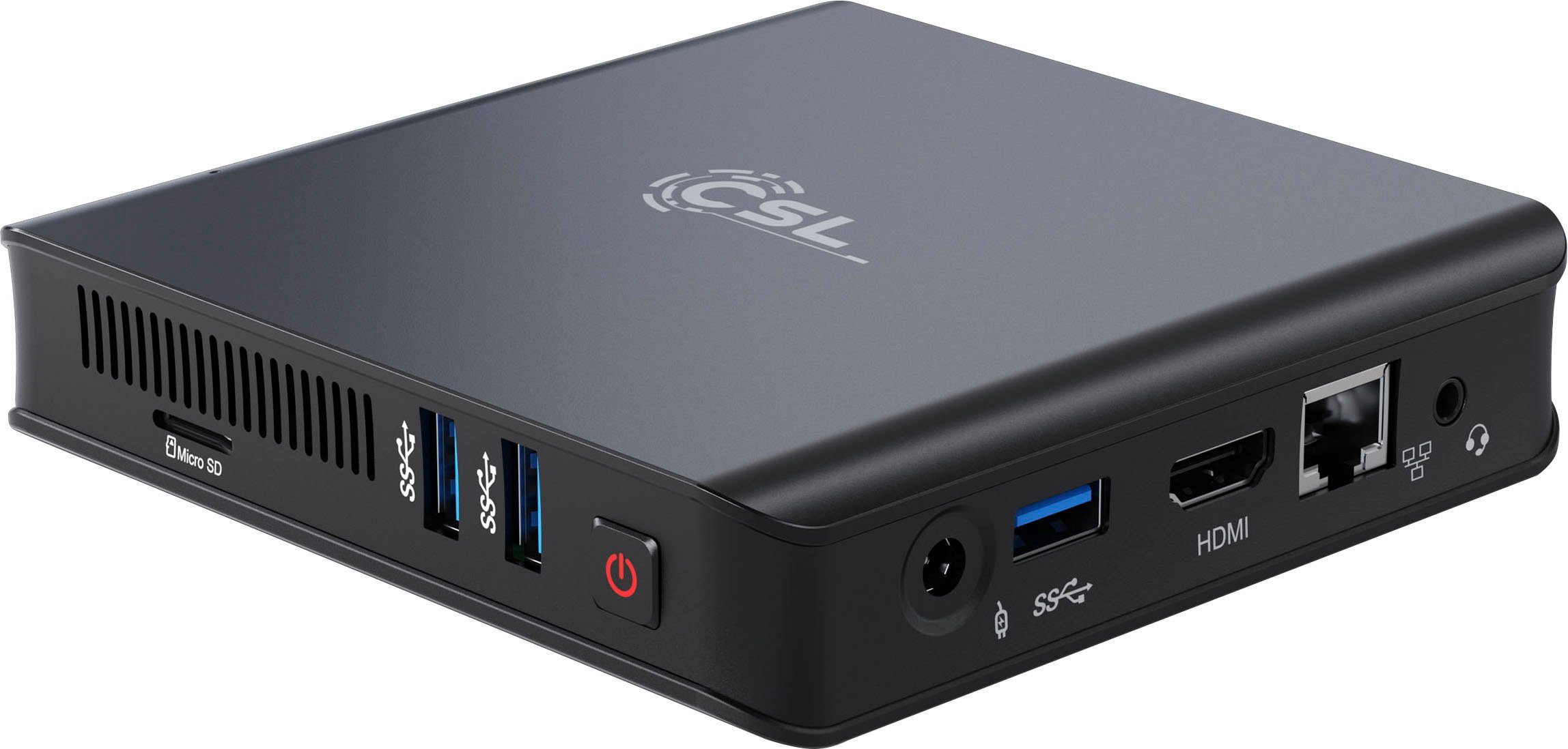 CSL Narrow Box Ultra HD Compact v4 / 256GB M.2 SSD/ Win 10 Pro Mini-PC (Intel Celeron N4120, UHD Graphics 600, 4 GB RAM, passiver CPU-Kühler)