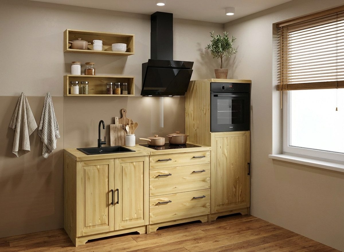 Home affaire Küchenzeile Meliss, aus massiver Kiefer, mit Soft-Close-Funktion, 5-teiliges Set