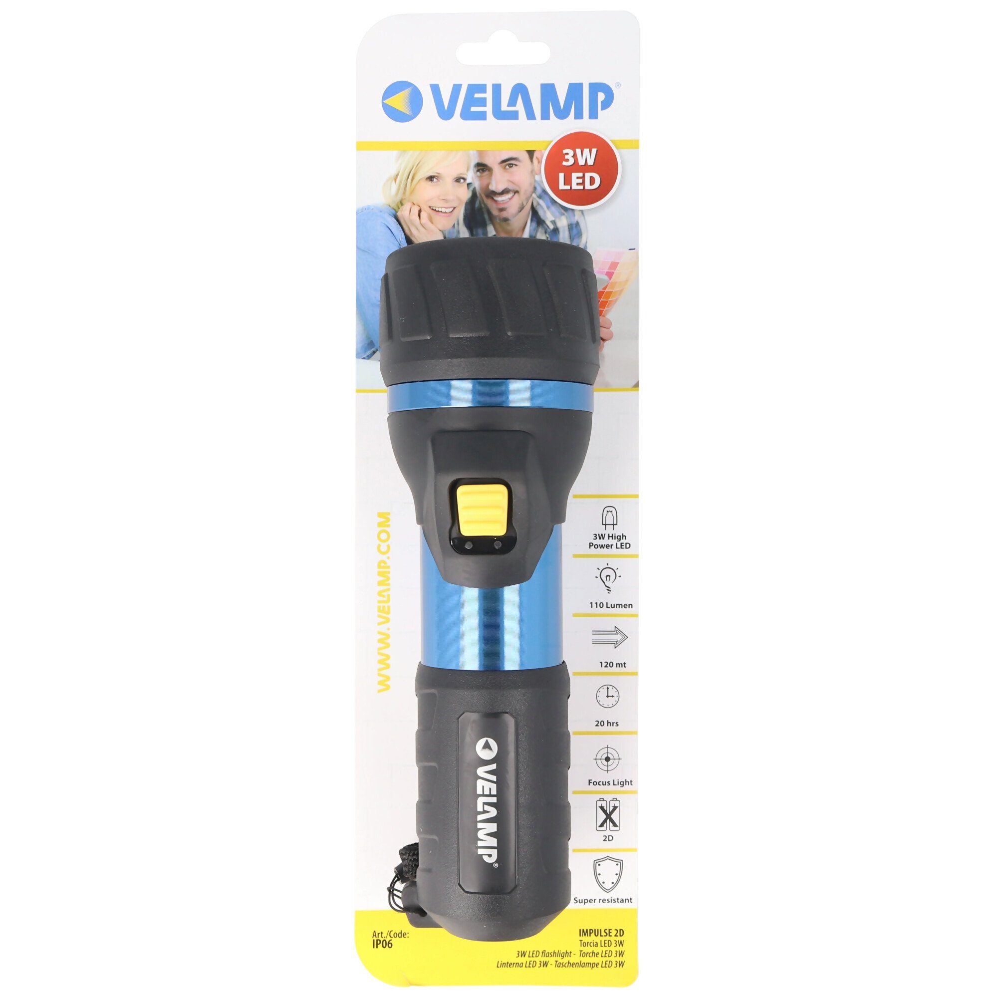 Velamp LED Taschenlampe LED-Taschenlampe High Power LED mit 110 Lumen, 3W, wasser- und stoßfe