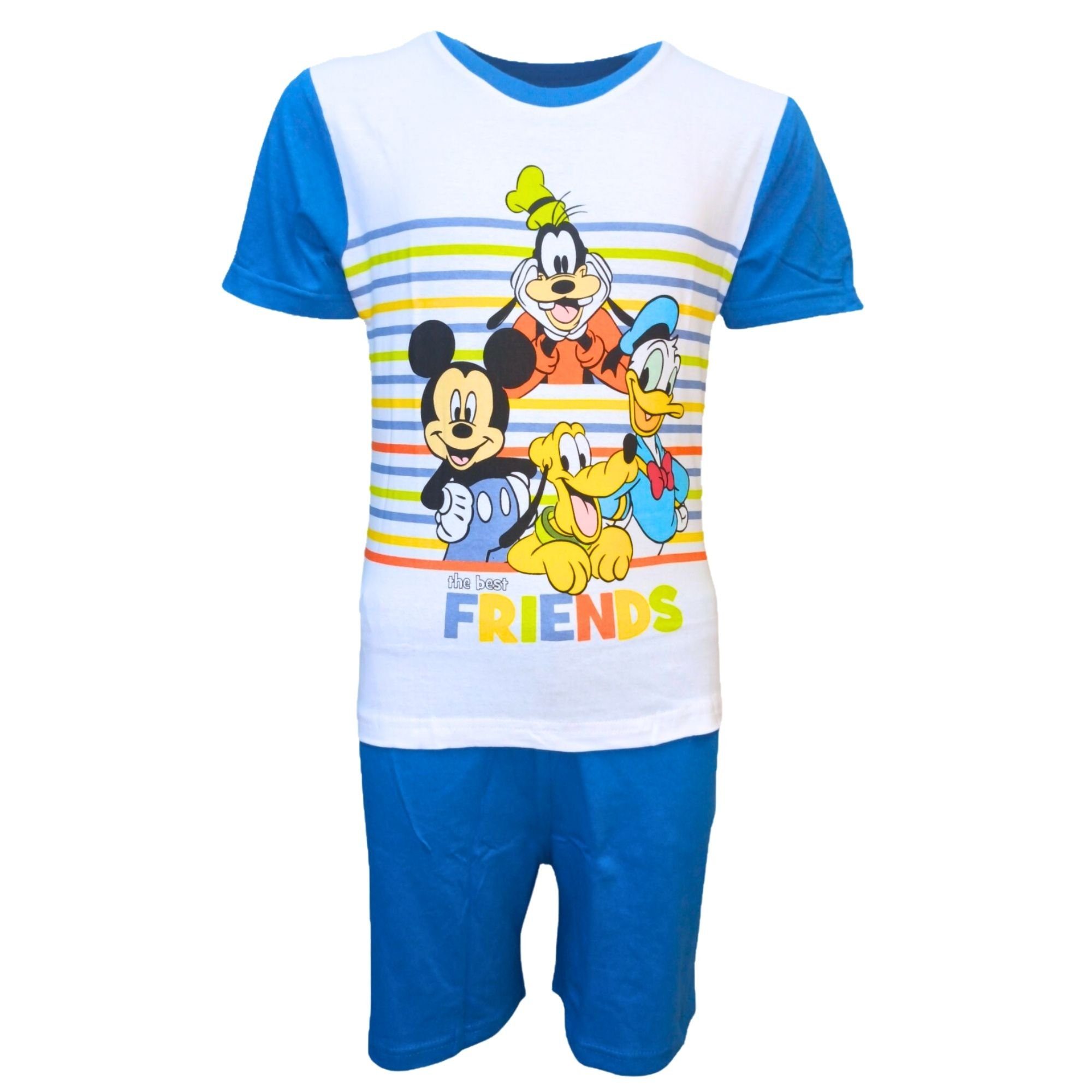 Disney Schlafanzug THE BEST FRIENDS (2 tlg) Jungen Pyjama Set kurz - Shorty Gr. 98-128 cm Blau