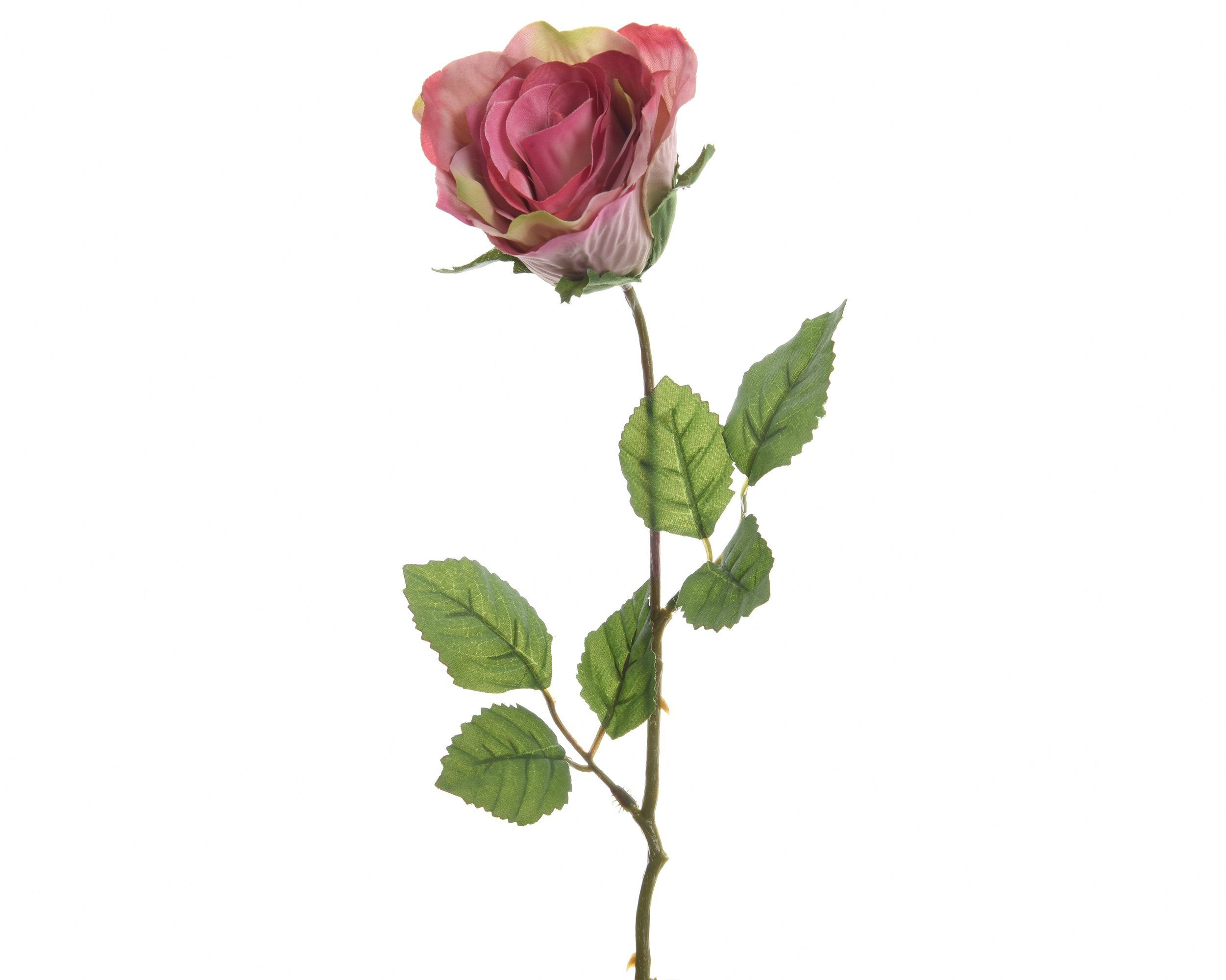 Kunstblume, Decoris season Künstliche mit - 45cm Stiel Hellrosa decorations, Rose Polyester
