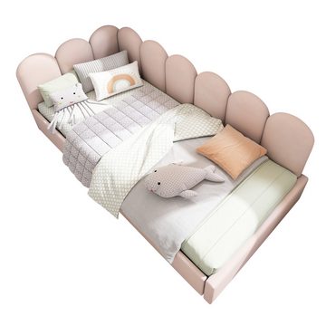 Ulife Daybett Rosa Samt Sofabett Tagesbett Kinderbett mit 2 Schubladen, Lattenrost, 90 × 190 cm