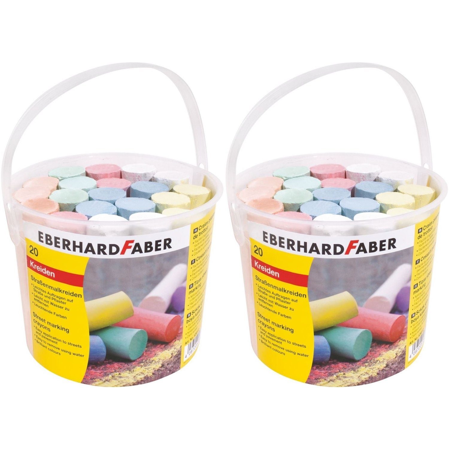 Faber-Castell Malkreide 526512 526512 Set 2x 20er Eimer Straßenmalkreide