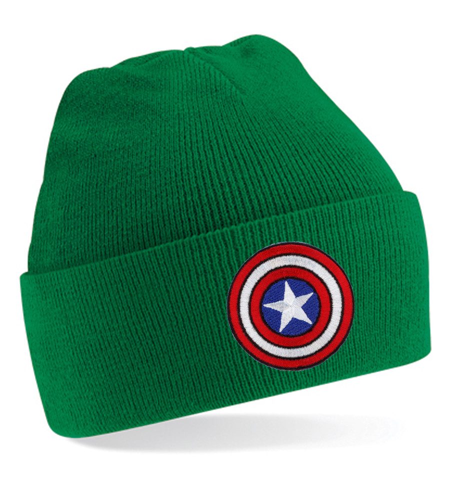 Beanie Unisex Erwachsenen Mütze Captain America Patch Stick Avenger Marvel