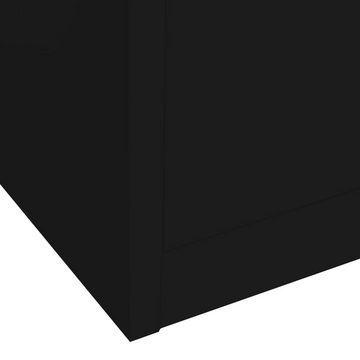 möbelando Vitrine Hauenstein (B/H/T: 90x180x40 cm) aus Stahl und Hartglas in Schwarz mit 2 Schubladen und 4 Türen