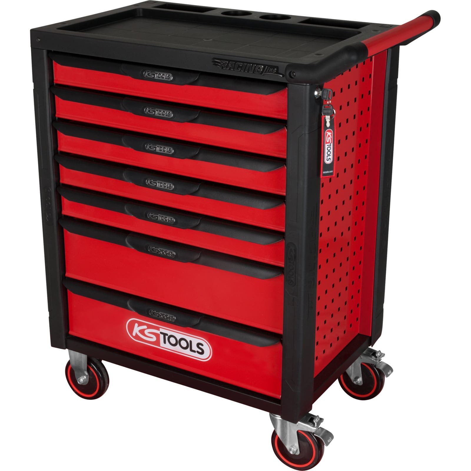 KS Tools Werkstattwagen KS TOOLS RACINGline SCHWARZ/ROT Werkstattwagen mit 7 Schubladen -...