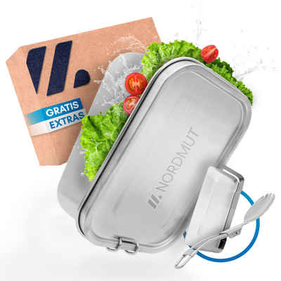 Nordmut Lunchbox Edelstahl Lunchbox [mit Trennwand] - Metall Brotdose 800ml, BPA frei und auslaufsicher