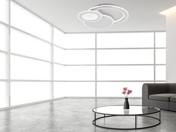 WOFI LED Deckenleuchte, Dimmer, LED fest integriert, Warmweiß - Kaltweiß, Deckenbeleuchtung dimmbar, Lampe Treppenhaus flach, Weiß, Breite 49cm