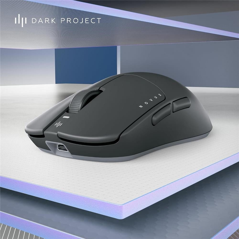 Dark Project Novus Wireless Premium Maus Gaming-Maus (Wireless & Kabel möglich, Kabellos, Ultra leicht 51g, lange Akkulaufzeit 70h, 26K DPI)