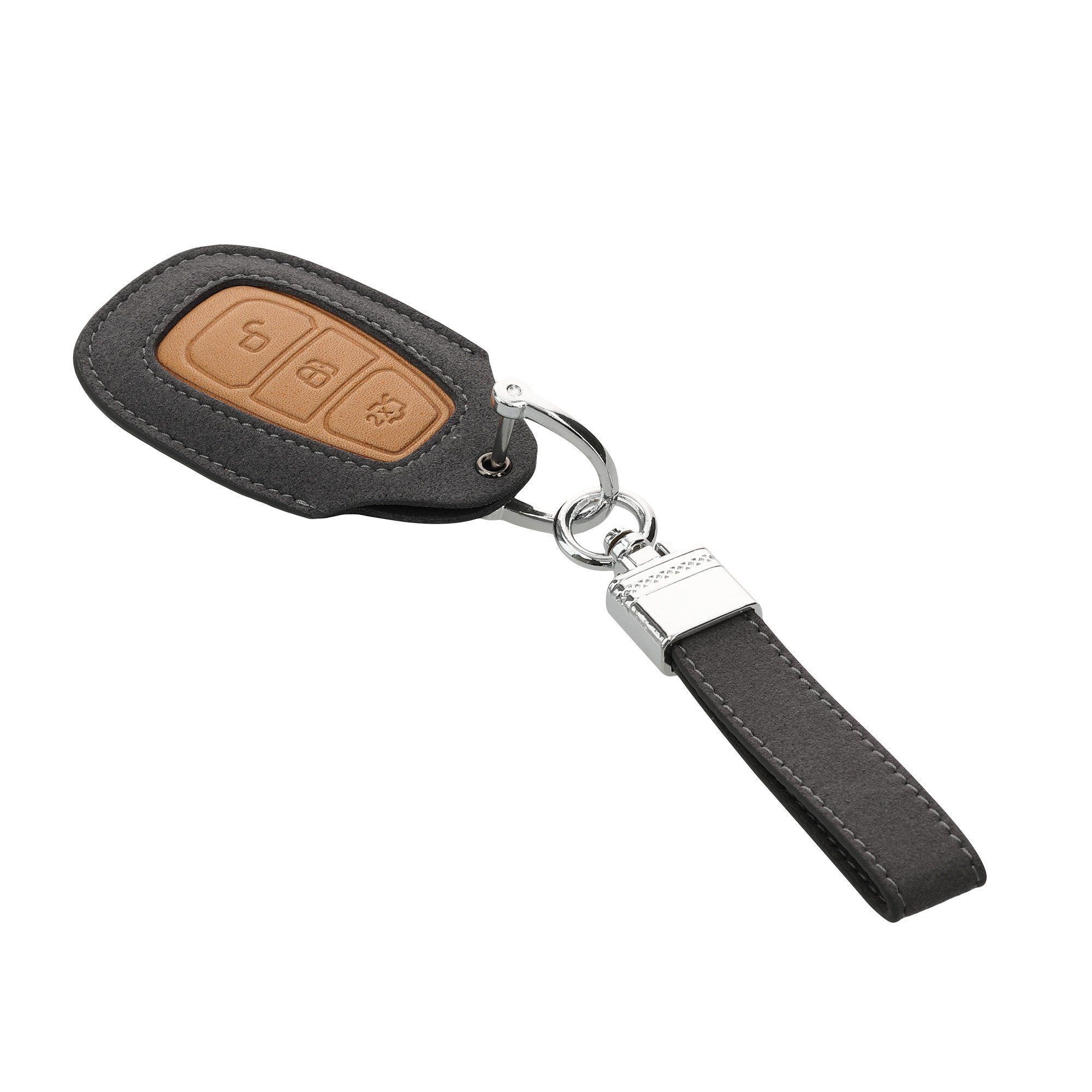 Case für kwmobile Braun Schlüssel Hülle Grau in - Autoschlüssel Ford, Schlüsseltasche Schlüsselhülle Kunstleder Cover