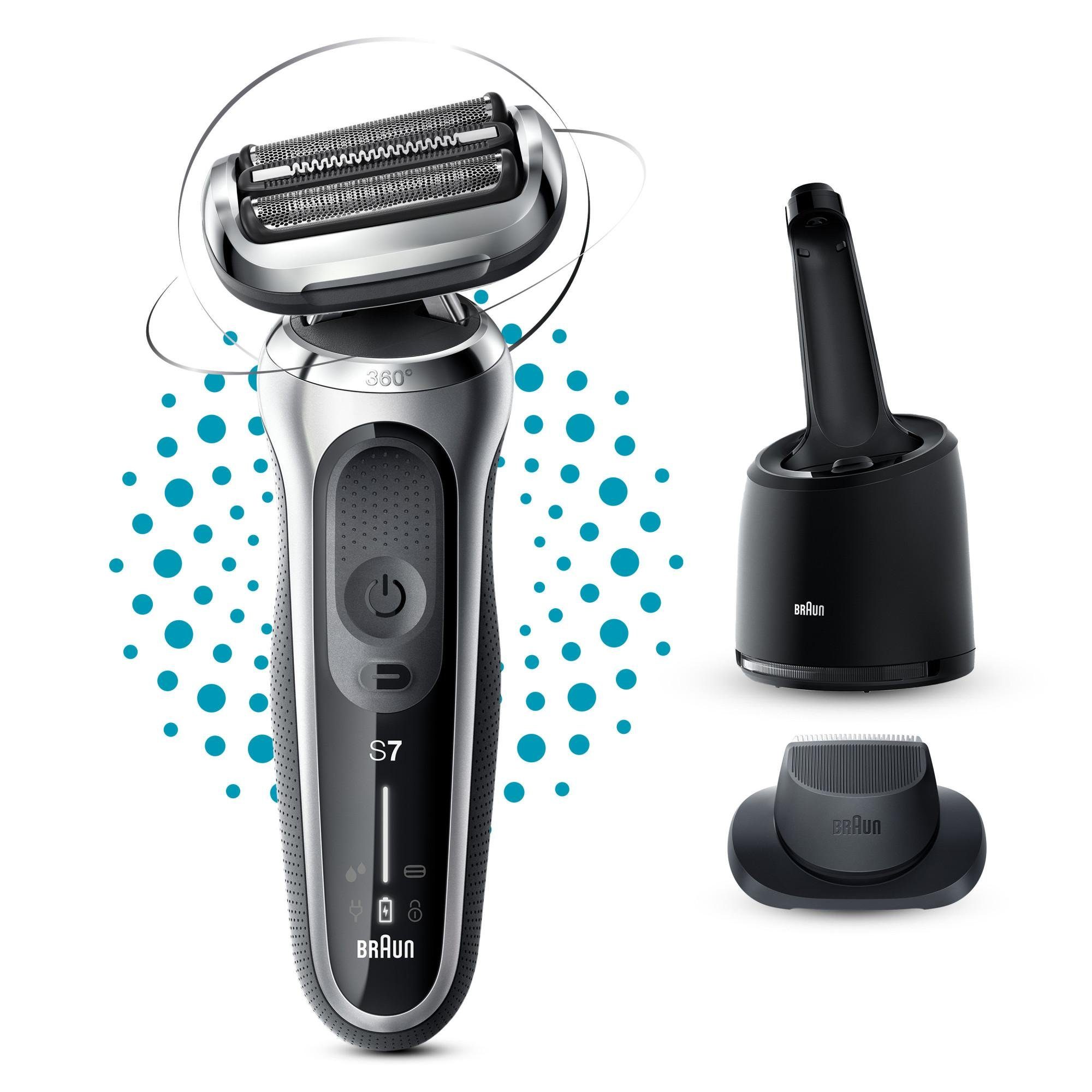 Braun Gesichtshaarrasierer Series 7 71-S7200cc silber, Aufsätze: 1, 100% wasserdicht, wet&dry