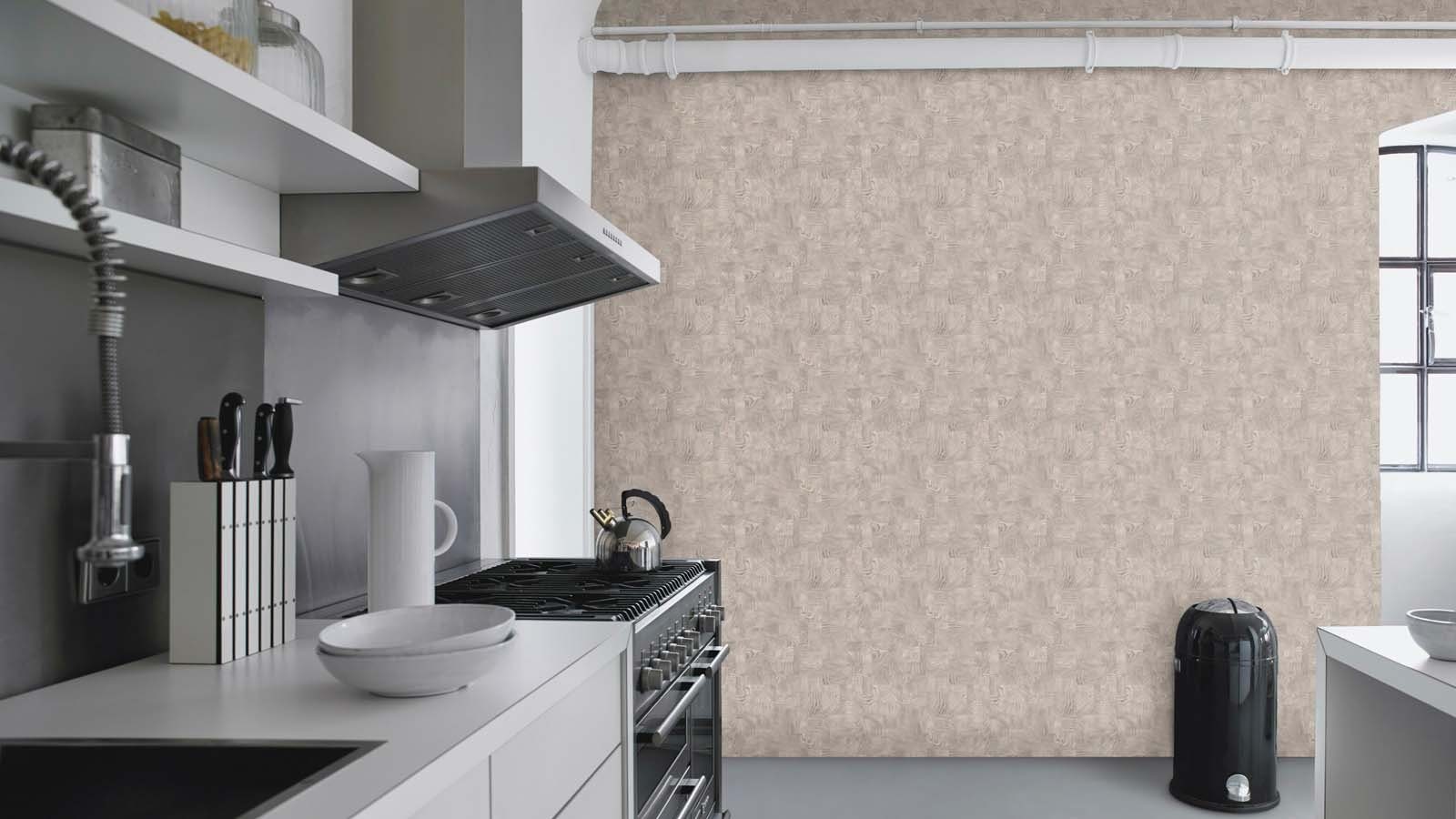 Vliestapete Geometrisch Vierecke Holz Optik Hellgrau 751642 African Queen 3