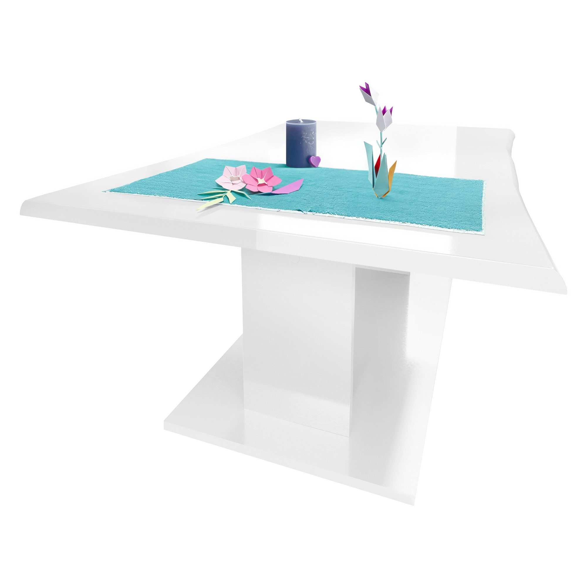 Vladon Couchtisch Melo (Wohnzimmertisch, mit Ablageboden), Weiß Hochglanz/Weiß Hochglanz (102 x 40 x 67,5)