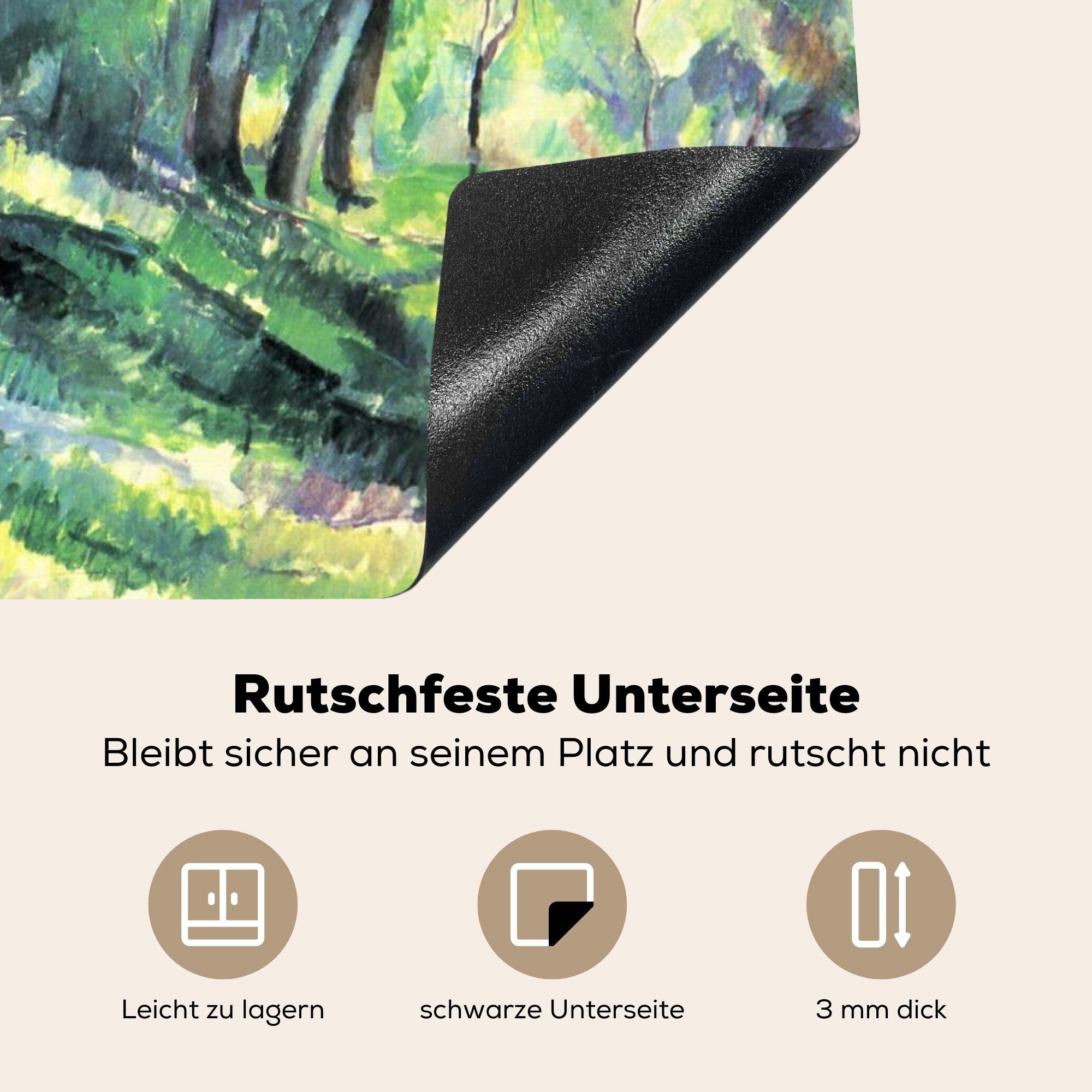 MuchoWow Herdblende-/Abdeckplatte Ceranfeldabdeckung - Vinyl, Paul von Cézanne, (1 nutzbar, In Gemälde den Wäldern cm, Mobile Arbeitsfläche 60x52 tlg)