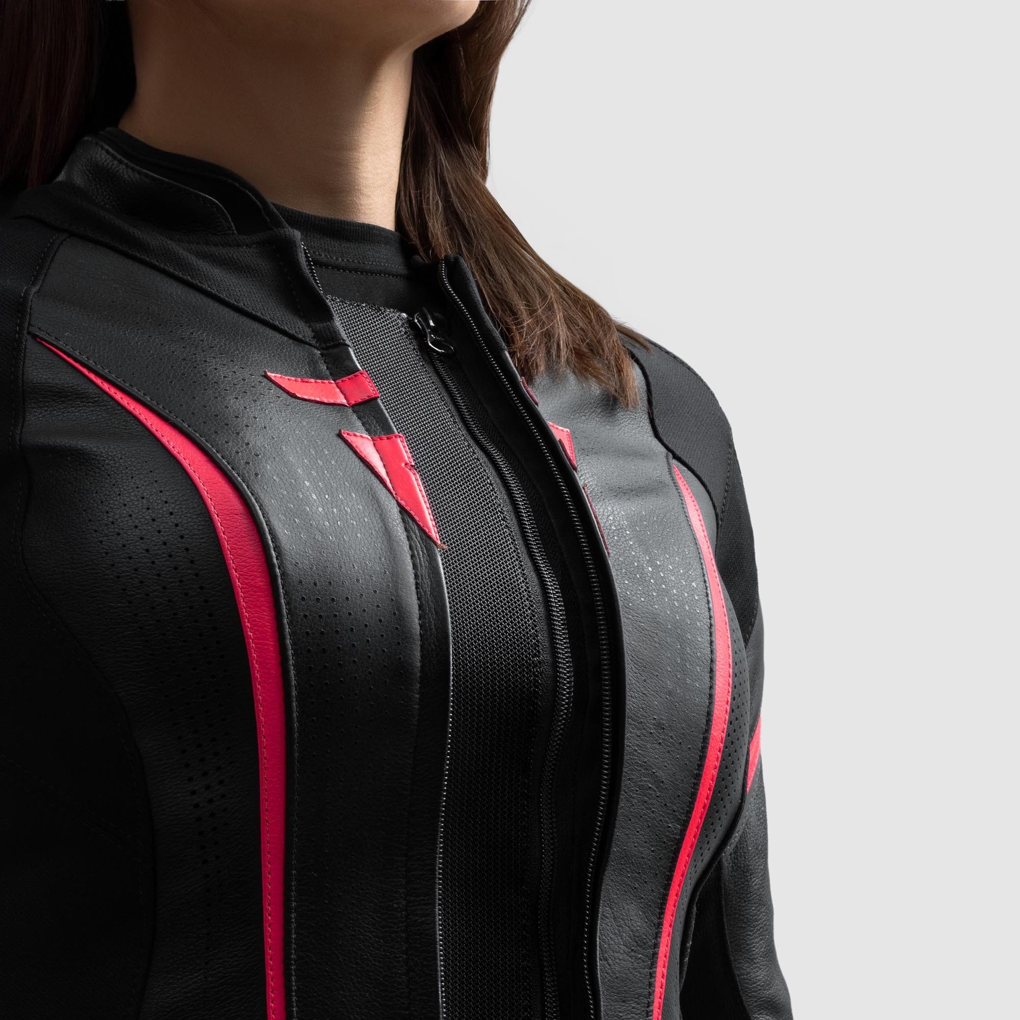 Rebelhorn Motorradjacke Diva ST Damen Motorrad Lederjacke Rückenprotektor enthalten,Verbindungsreißverschluss,Ellenbogenpro – Bild 5 von 5