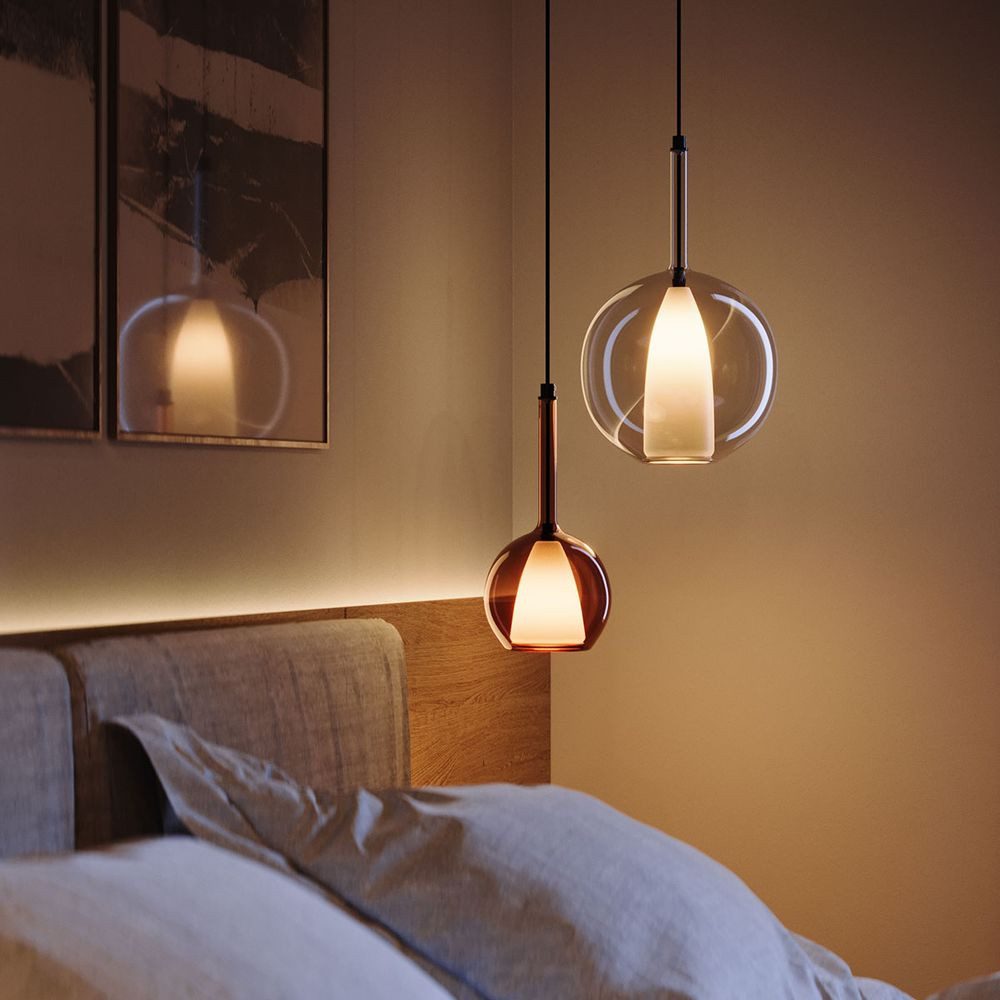 s.luce Pendelleuchte Belluna 150cm Textilkabel Glas günstig online kaufen