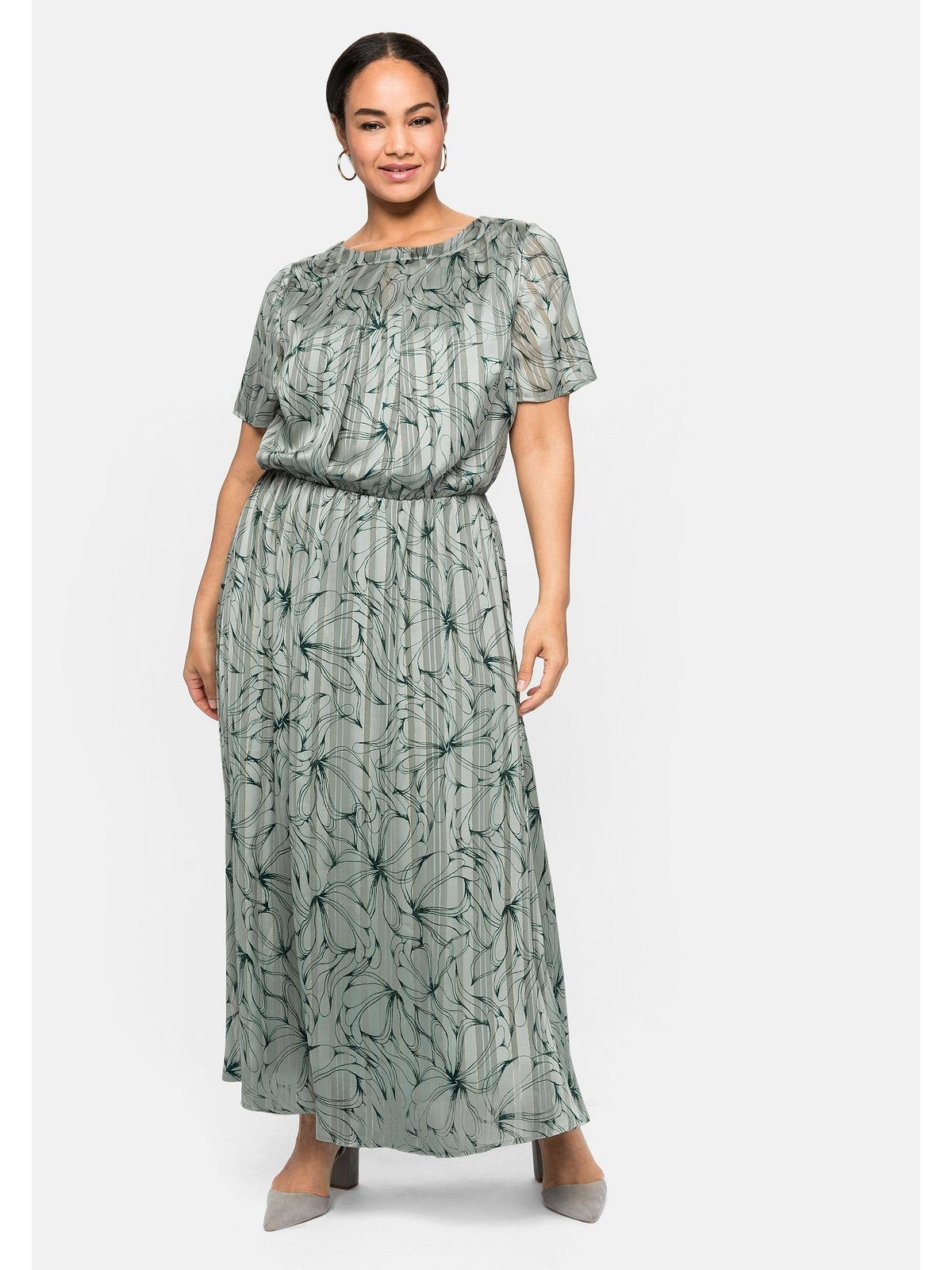 Sheego Abendkleid Große Größen mmit Streifen-Jacquard und Metallic-Effekt