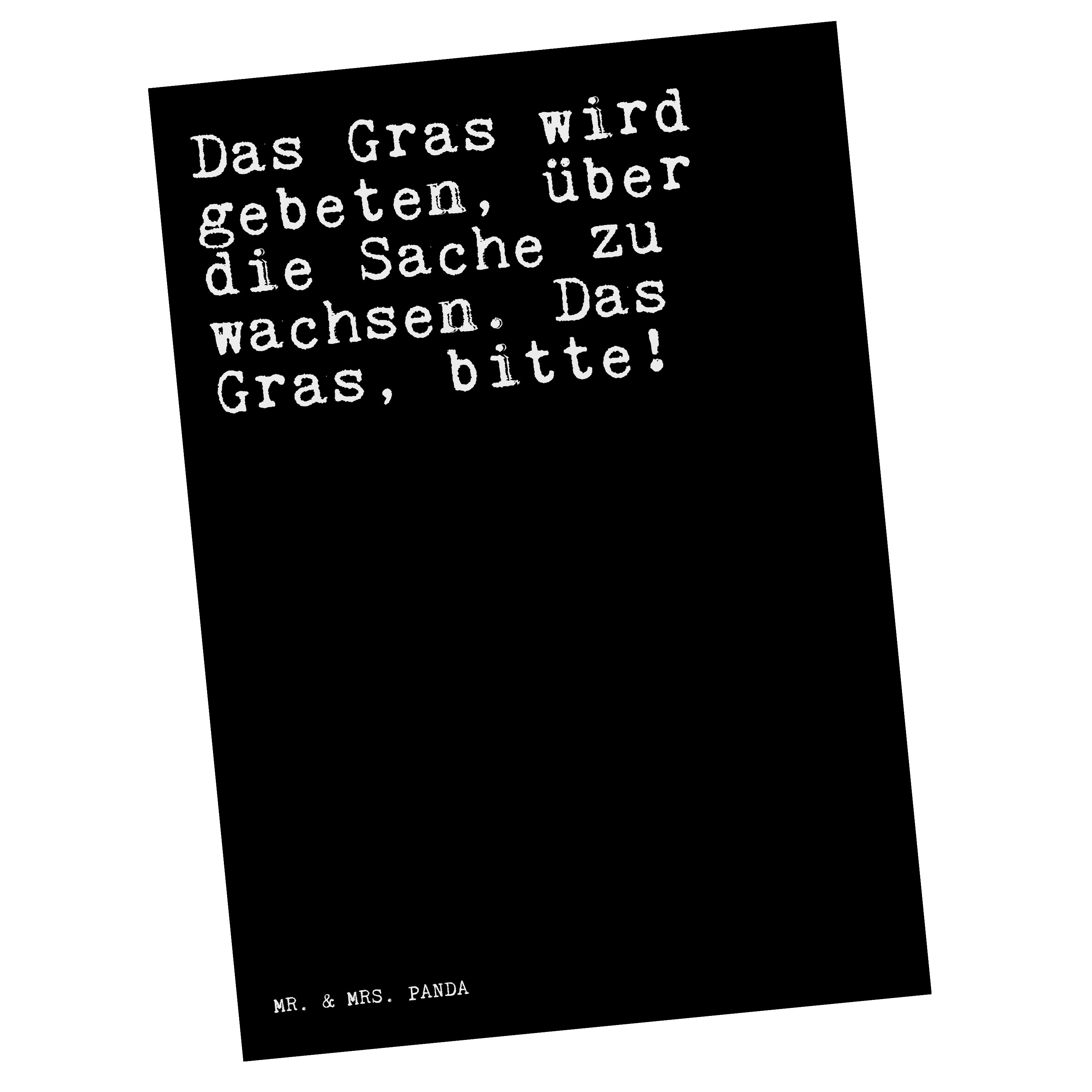 Mr. & Mrs. Panda Postkarte Das Gras wird gebeten,... - Schwarz - Geschenk, Kummer, Einladung, We