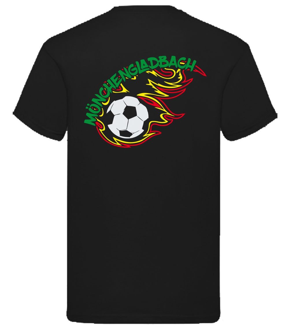 G-graphics T-Shirt Mönchengladbach in flames – Feuer-Fussball – mit Front- & Backprint (1-tlg) Herren T-Shirt mit einem Motiv für den echten Fan