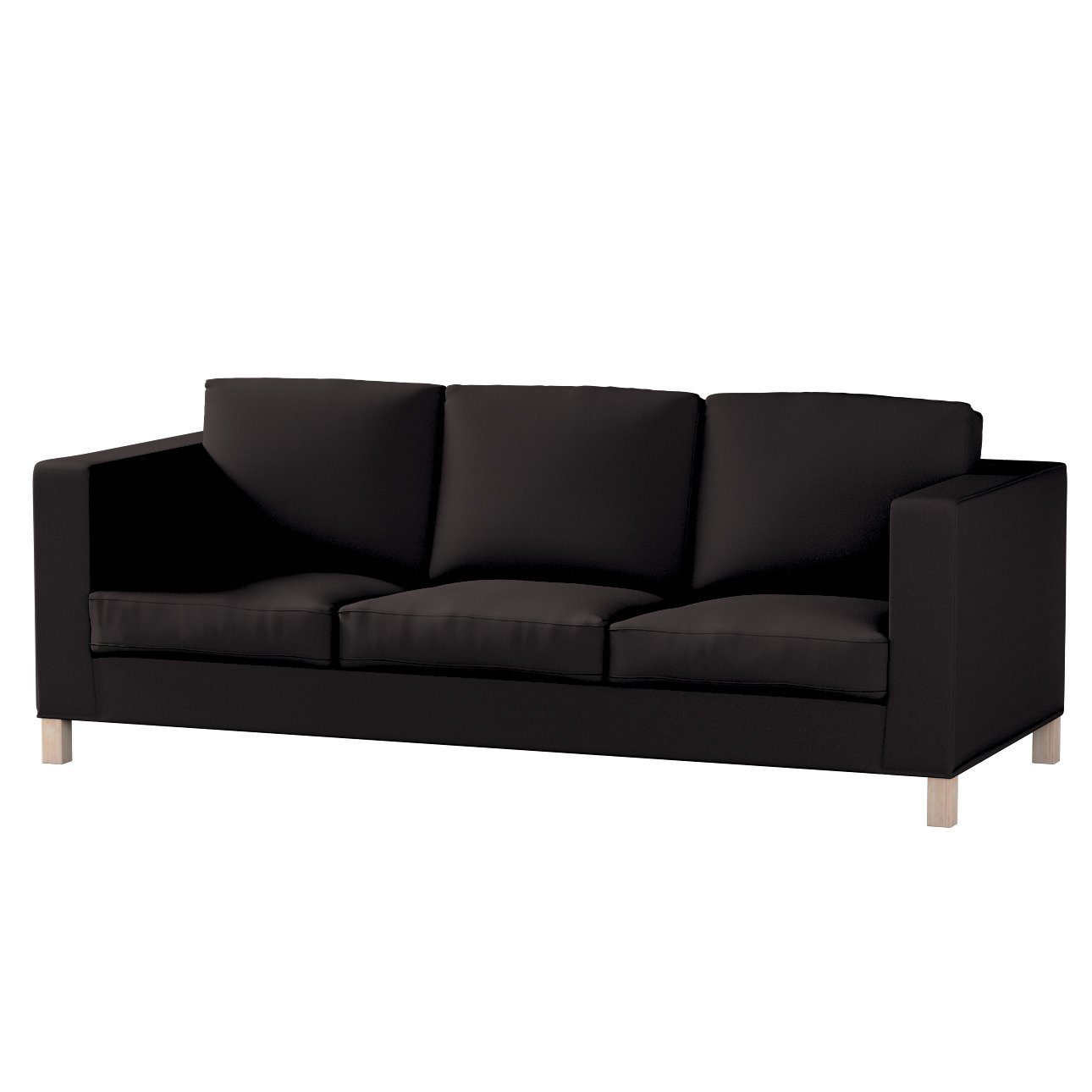 Sofahusse Karlanda 3-Sitzer Sofa nicht ausklappbar kurz, Cotton Panama, Dekoria schwarz | Sofahussen