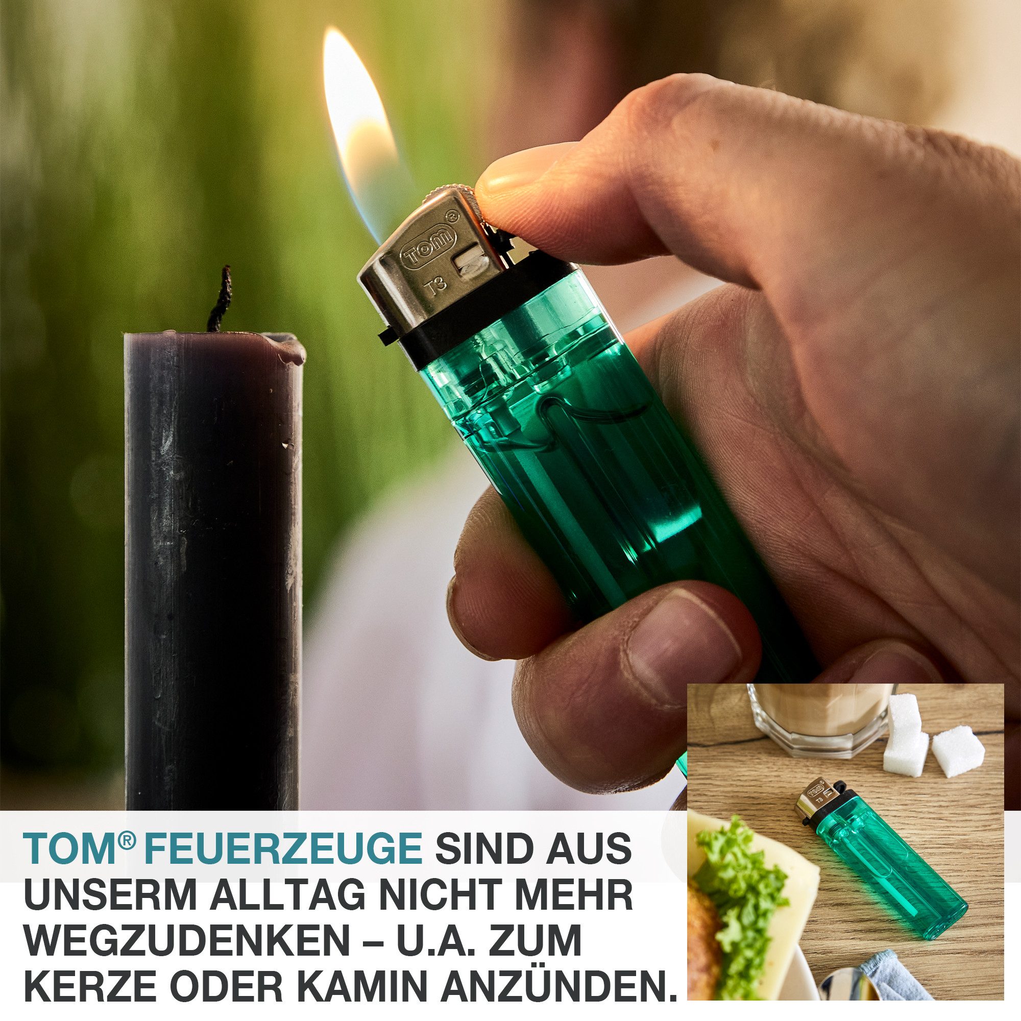 TOM Feuerzeuge Display Set Reibrad (50-St), 5 Farben, Flammeregulierung, Soft Flame – Bild 5 von 5