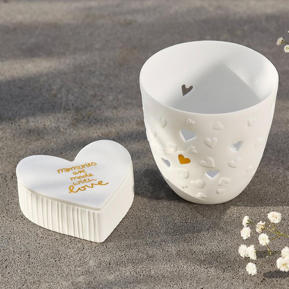 Räder Kerzenhalter Design Teelichthalter Poesielicht Goldene Herzen (9cm)