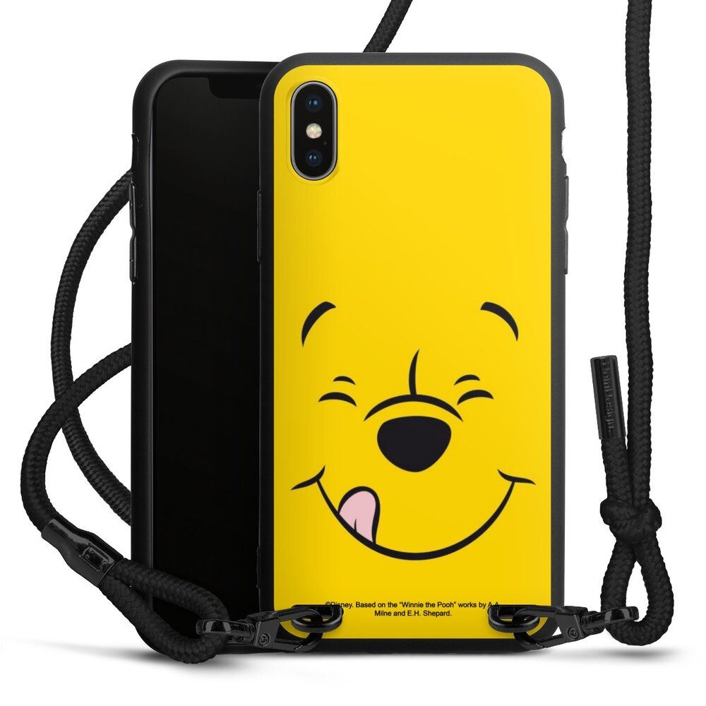 DeinDesign Handyhülle Winnie Puuh Offizielles Lizenzprodukt Disney Puuh Closeup, Apple iPhone X Premium Handykette Hülle mit Band Case zum Umhängen