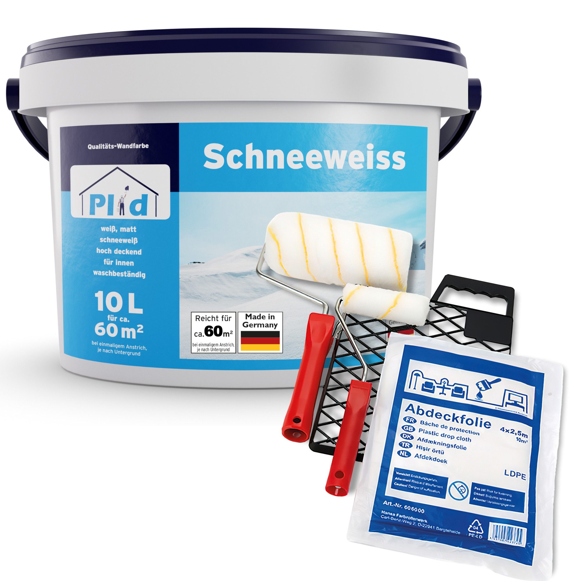 plid Wandfarbe Plid Schneeweiß Wanfarbe innen - Deckenfarbe - Polarweiß - Innenfarbe, Gute Deckkraft, wenig spritzen