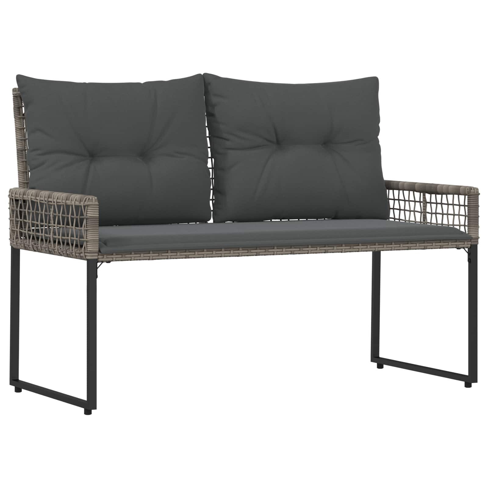 vidaXL Gartenbank Bank Outdoor Grau 118 x 55 x 82 cm PE-Rattan und Stoff (1-St)