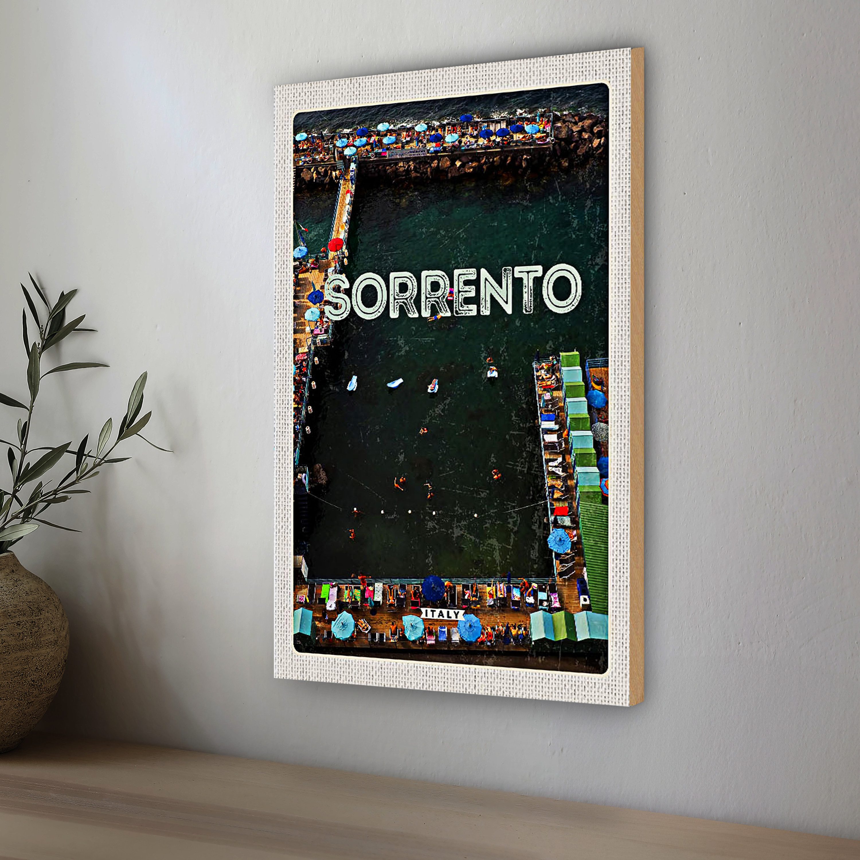 Roomando Holzbild Reise 12x18cm Sorrento Italien Meer Urlaub Reise