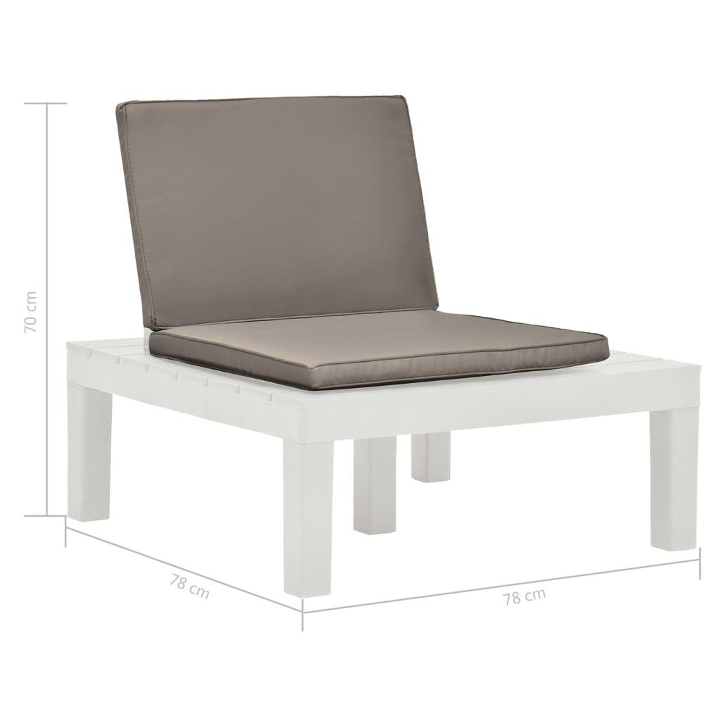 vidaXL Sitzpolster Weiß Kunststoff Gartenstuhl Garten-Lounge-Stuhl mit