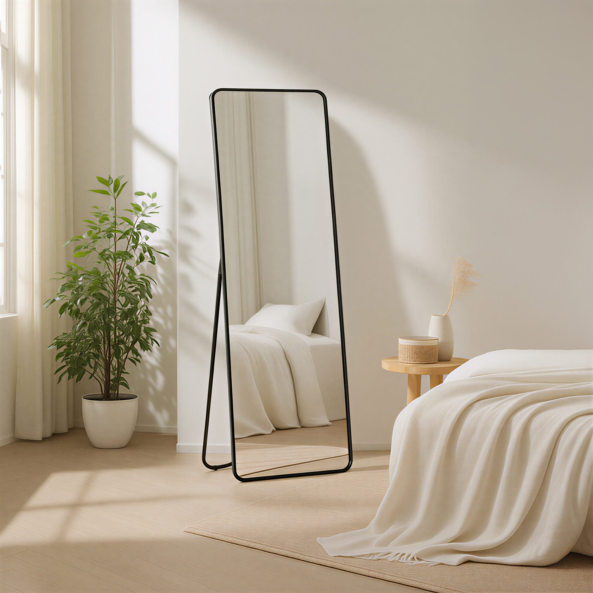 SONGMICS Standspiegel Wandspiegel, Ganzkörperspiegel, stehend oder wandmontiert, Ganzkörperspiegel, 160 x 50 / 140 x 40 cm, stehend oder wandmontiert