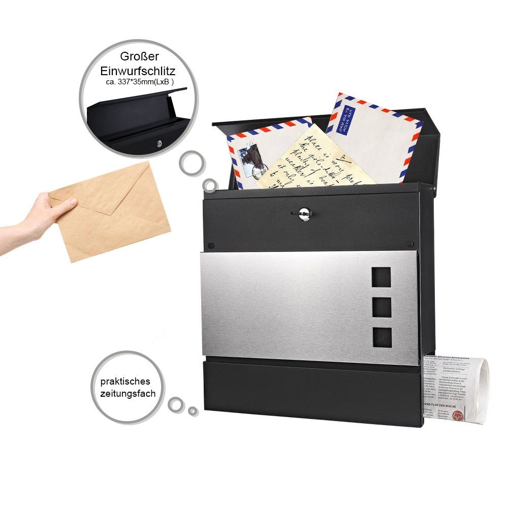 Mucola Briefkasten Briefkasten Edelstahl Postkasten Zeitungsrolle günstig online kaufen