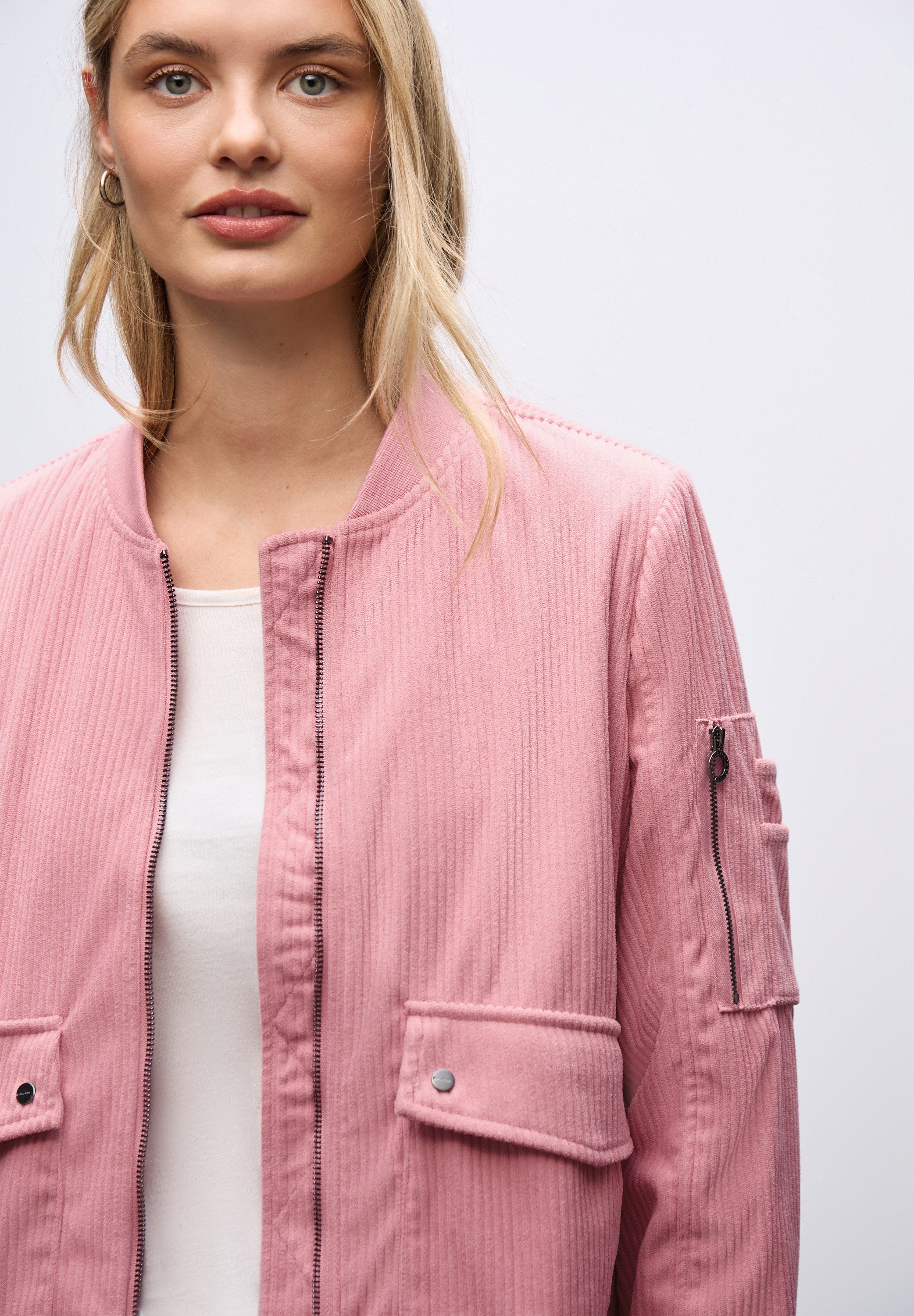 STREET ONE Blouson aus Cord und Langarm mit Bündchen und Zipperdetail