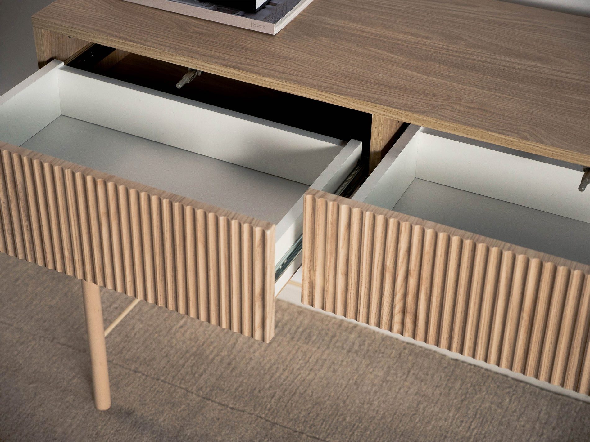 Selsey Schminktisch NOLIE, mit 2 Schubladen, Holzbeinen, 110 cm breit