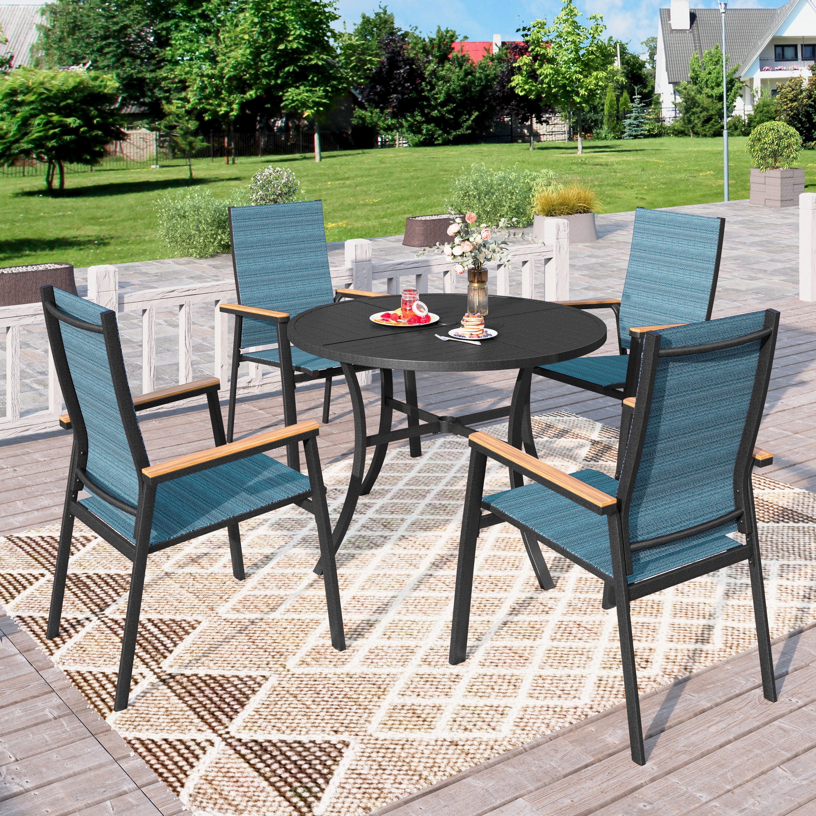 PHI VILLA Garten-Essgruppe, (Gartenmöbel Set Outdoor Balkon Esstisch)