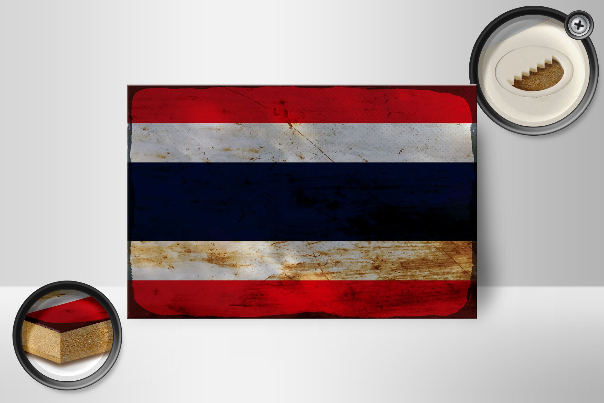 Femer GmbH Holzbild Flagge Thailand 18x12 cm Flag of Thailand Rost, Flaggen (1 St), Glatte Holzfaserplatte (MDF), vorn beschichtet