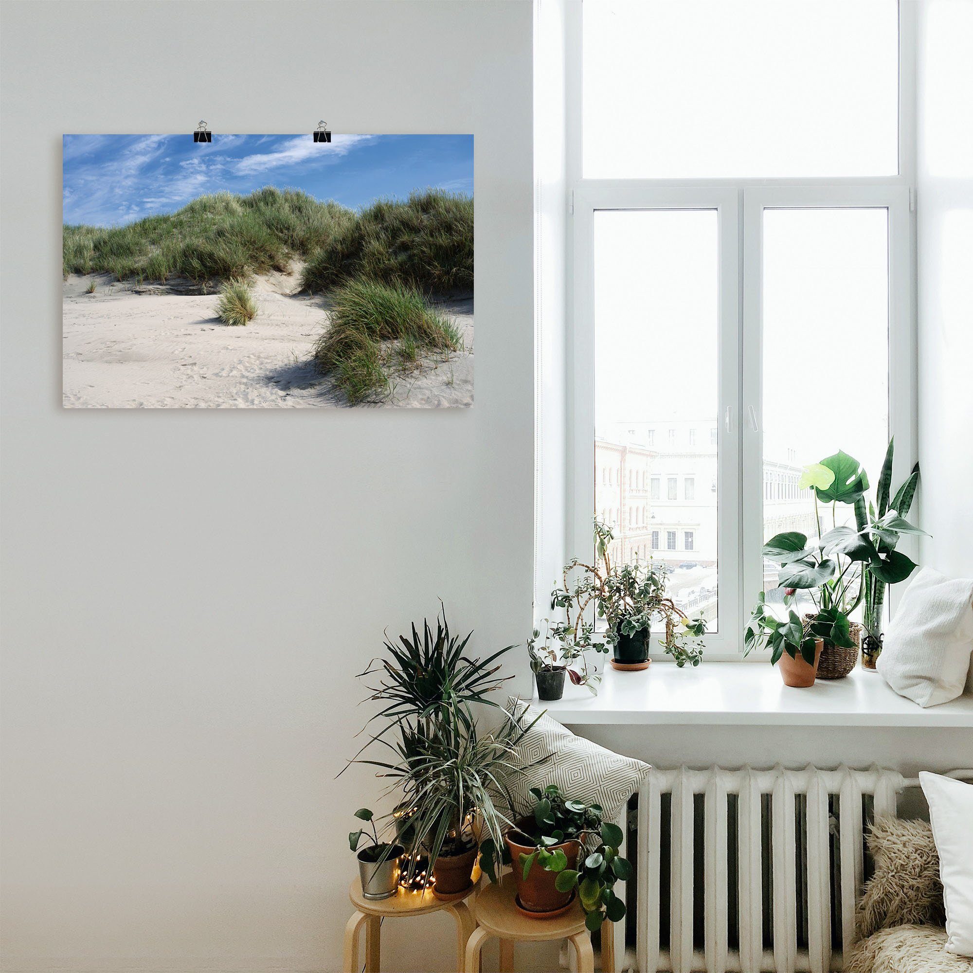 oder Strandbilder Größen Baltrum, Dünenlandschaft Wandaufkleber Wandbild auf in Poster (1 Leinwandbild, St), Alubild, versch. als Artland