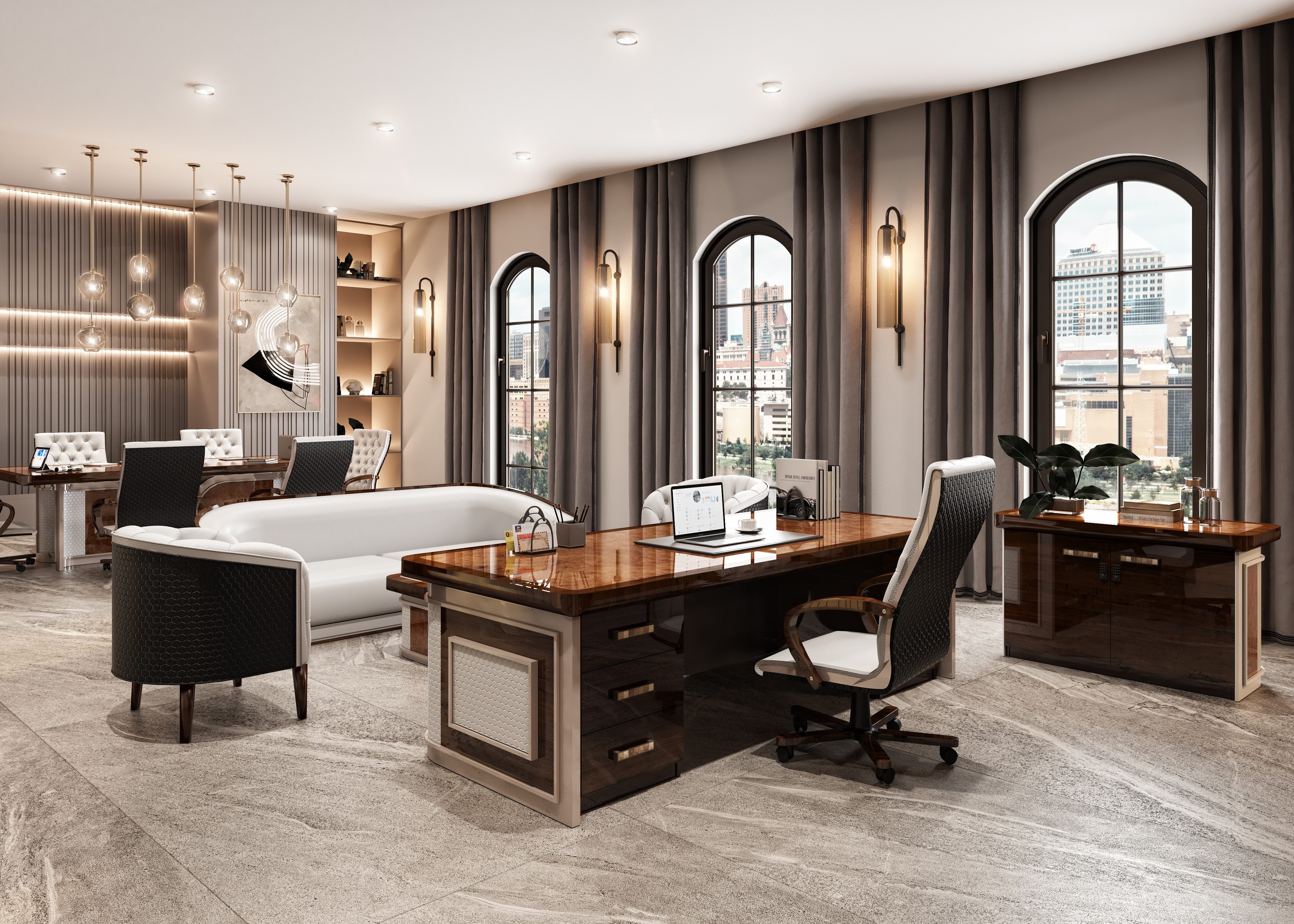 JVmoebel Schreibtisch JVMoebel Designer Büro Garnitur aus Leder mit Sofa und Tisch (1-St., 1 Tisch), Made in Europa