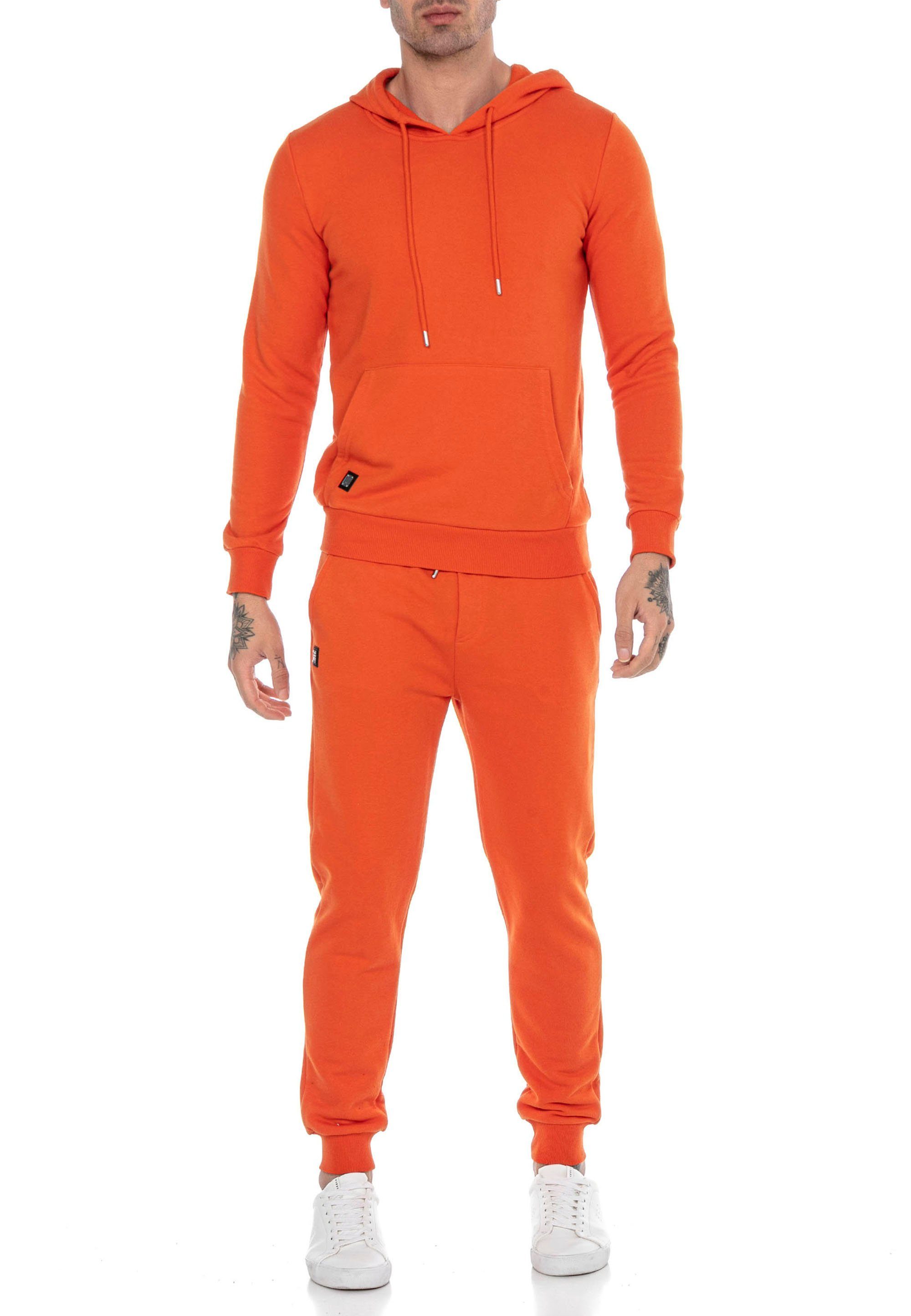 RedBridge Kapuzensweatshirt Red Bridge Herren Jogginganzug Set Hoodie Hose Premium Basic Premium Qualität Orange