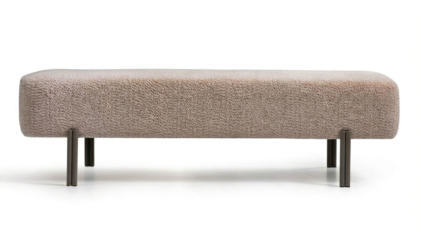 Xlmoebel Bettbank Bank Beige Textil Holz Modern Sitzbank Gepolstert Einfarbig Komfort (1-St., 1-tlg)