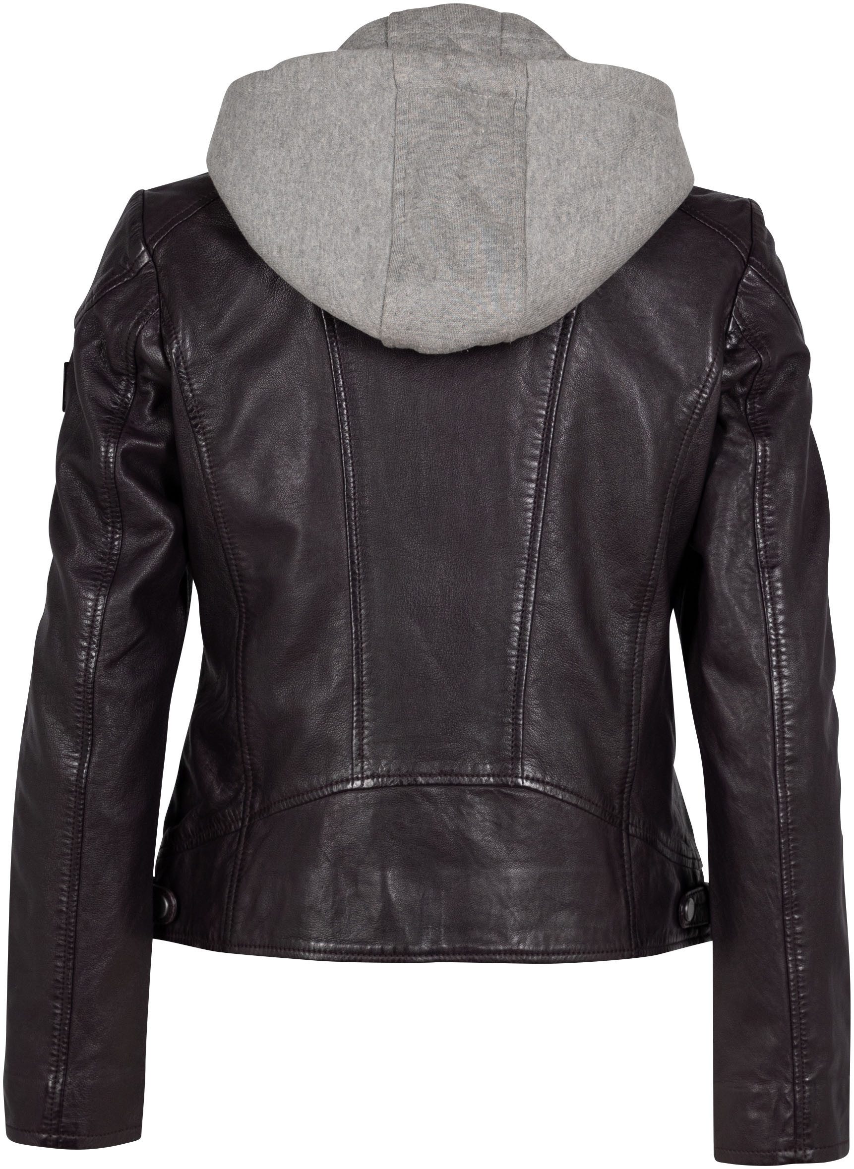 Mauritius Lederjacke GWAlice mit Reißverschlusstaschen, Ziernähte, Kapuzene günstig online kaufen