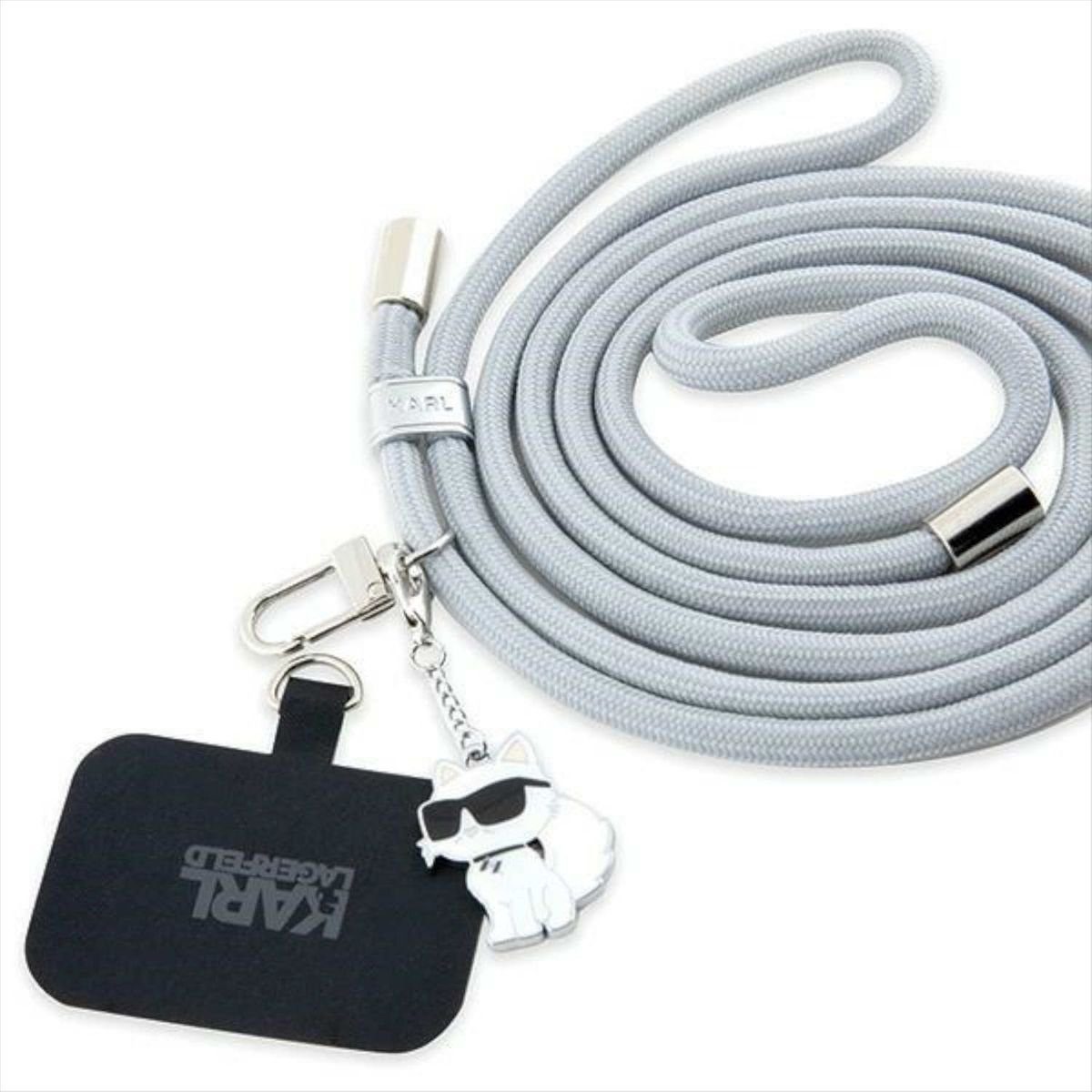 KARL LAGERFELD Smartphone-Hülle Karl Lagerfeld Universal Umhängeband Schlaufe CBDY Cord Pasek Grau