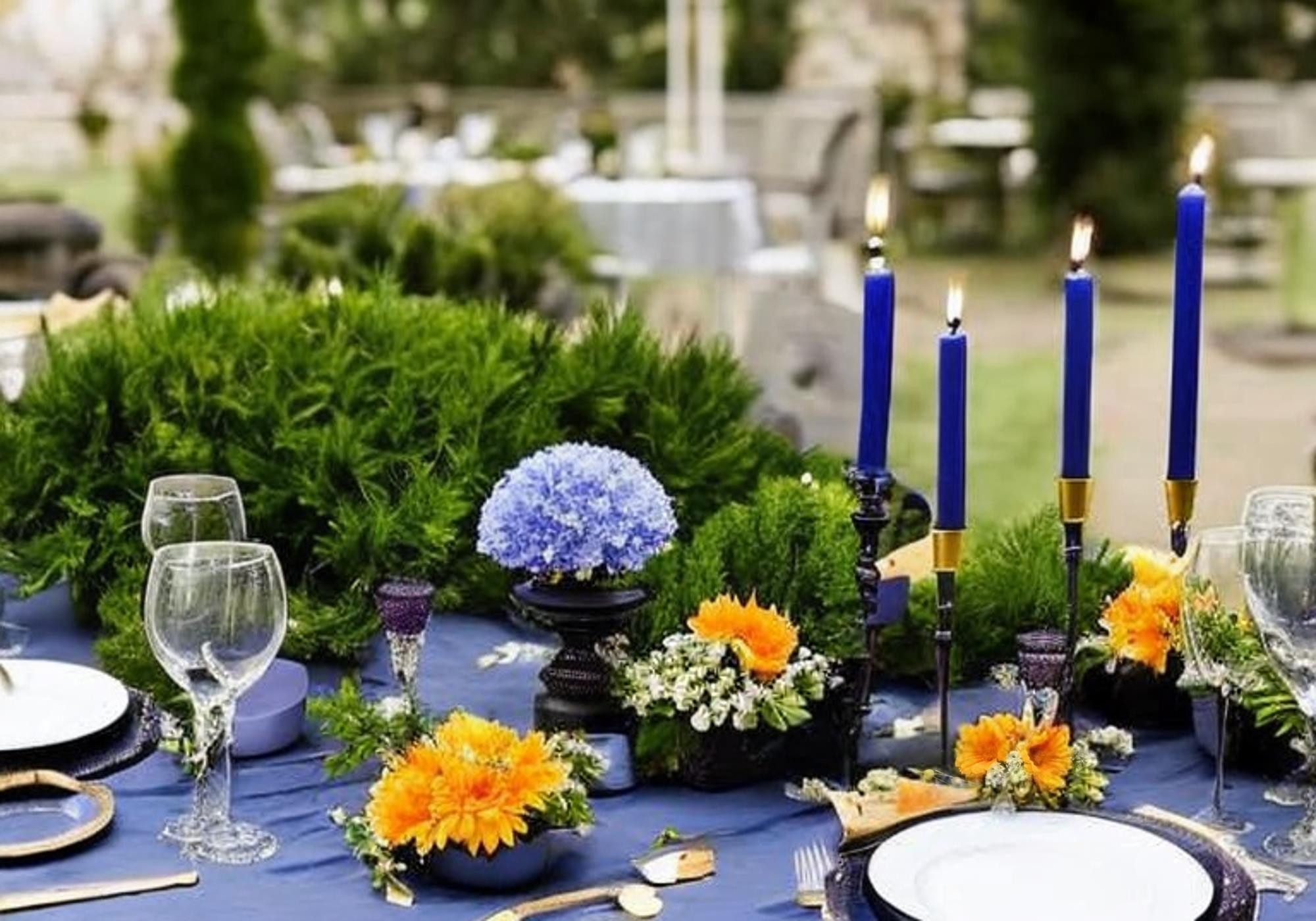 Dekohelden24 Formkerze Stabkerzen, Tafelkerzen, Leuchterkerzen, Tischkerzen als 4er Set Blau, Größe H/Ø ca. 17 x 2 cm