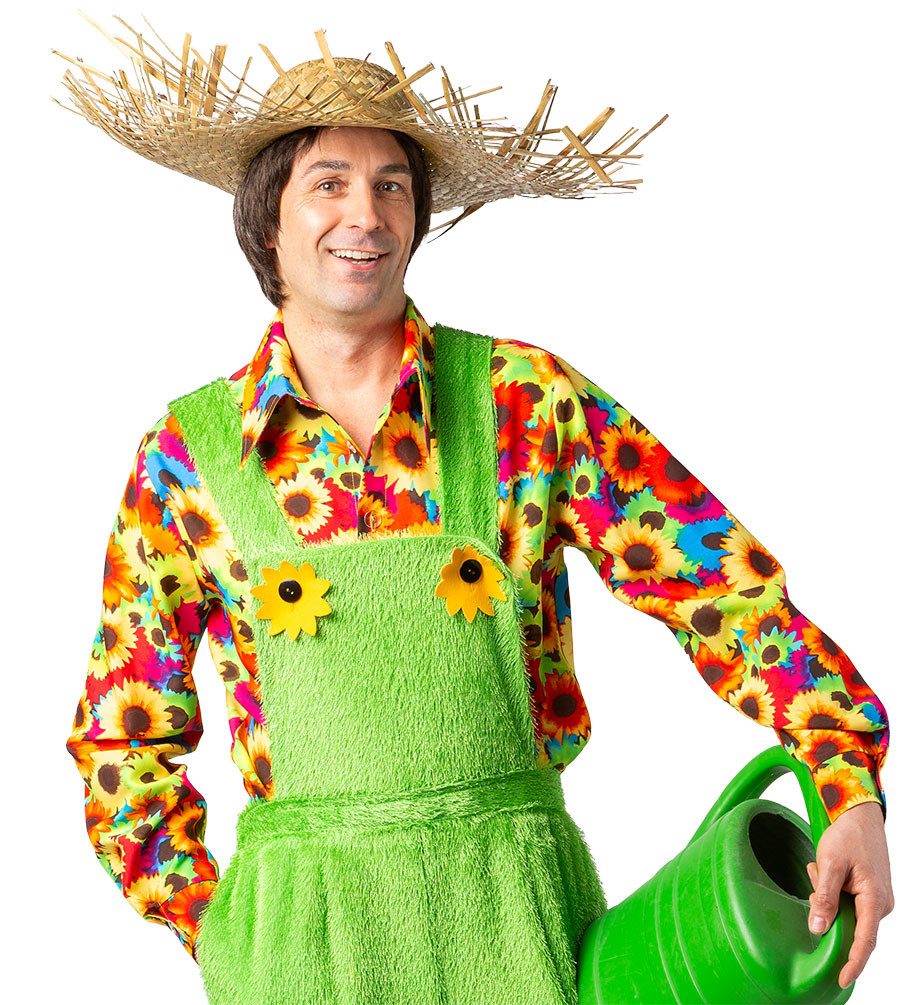 Karneval-Klamotten Hawaii-Kostüm Hawaiihemd Herren Sonnenblumen Karnevalshemd, Herrenkostüm Männerkostüm Sommer Partyhemd Blumen bunt Karneval