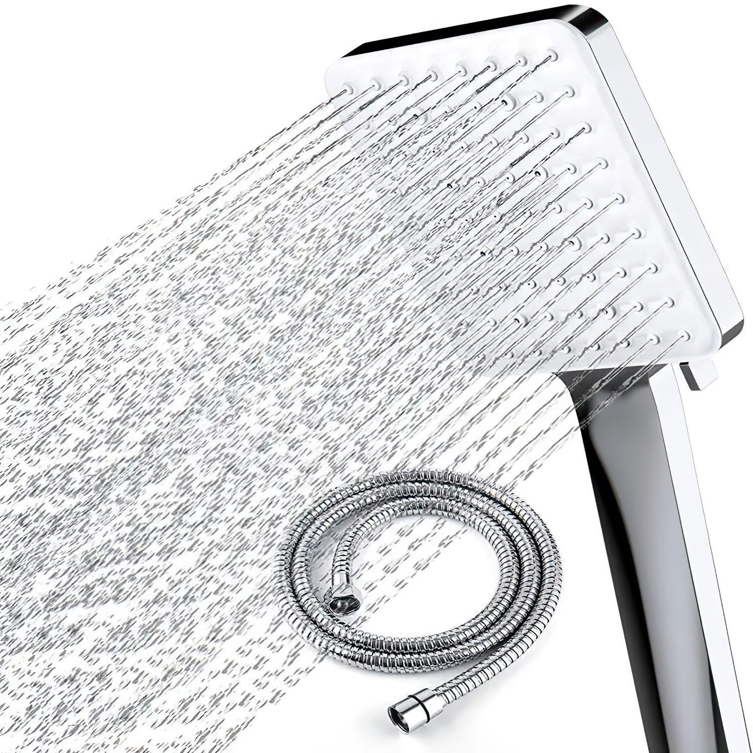 Refined Living Handbrause Duschkopf mit Schlauch Filter Duschbrause 1.5M Duschschlauch, (Einhand-Einstellung Duschbrause Druckerhöhend), Handbrause Regendusche mit 6 Strahlarten Gross Wassersparender